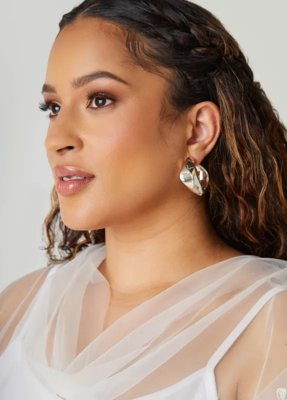 Twisted Silver Tone Hoop Earrings sold by Ashley Stewart