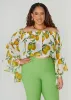 Off The Shoulder Lemon Print Top sold by Ashley Stewart