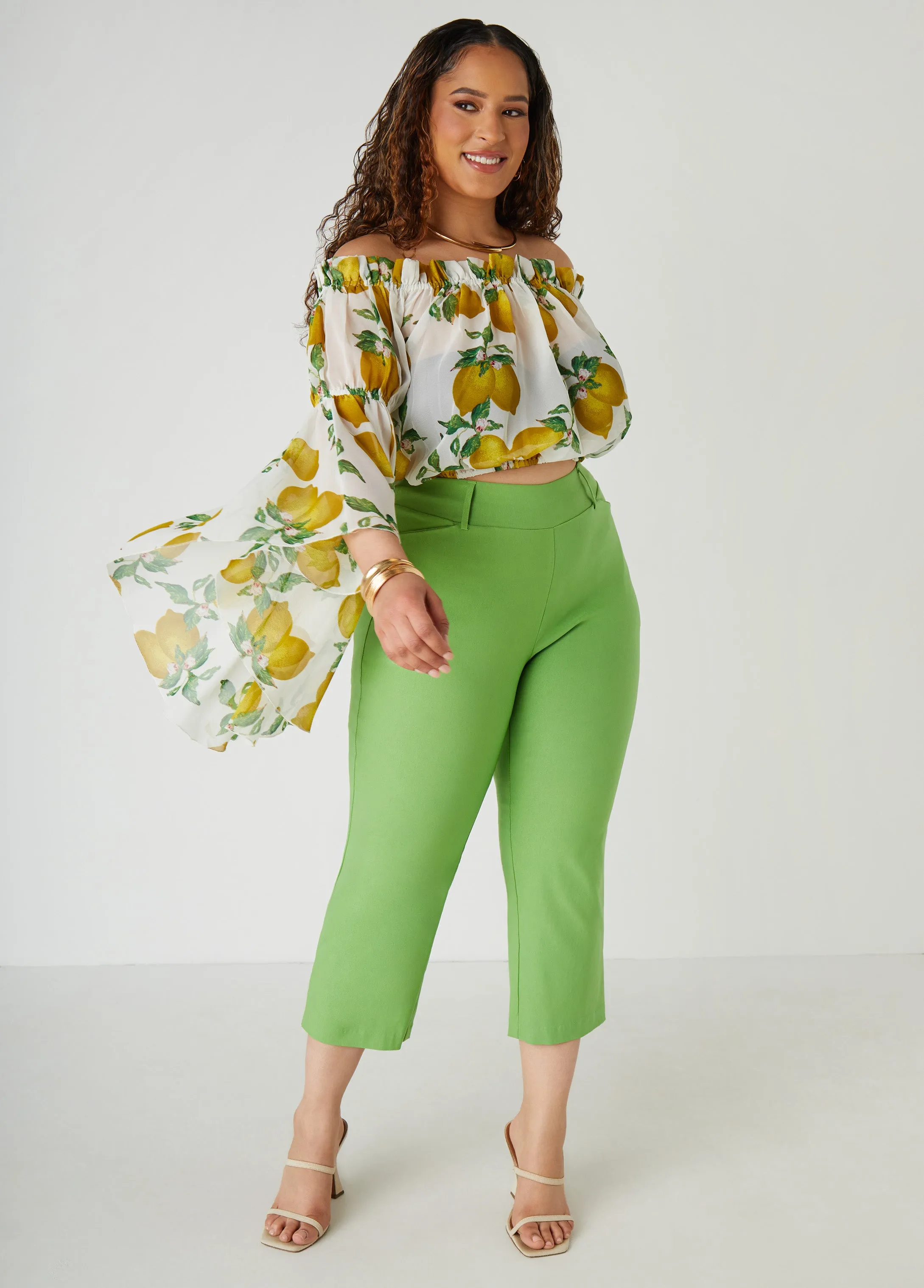 Off The Shoulder Lemon Print Top sold by Ashley Stewart product image thumbnail 3
