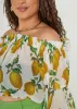 Off The Shoulder Lemon Print Top sold by Ashley Stewart