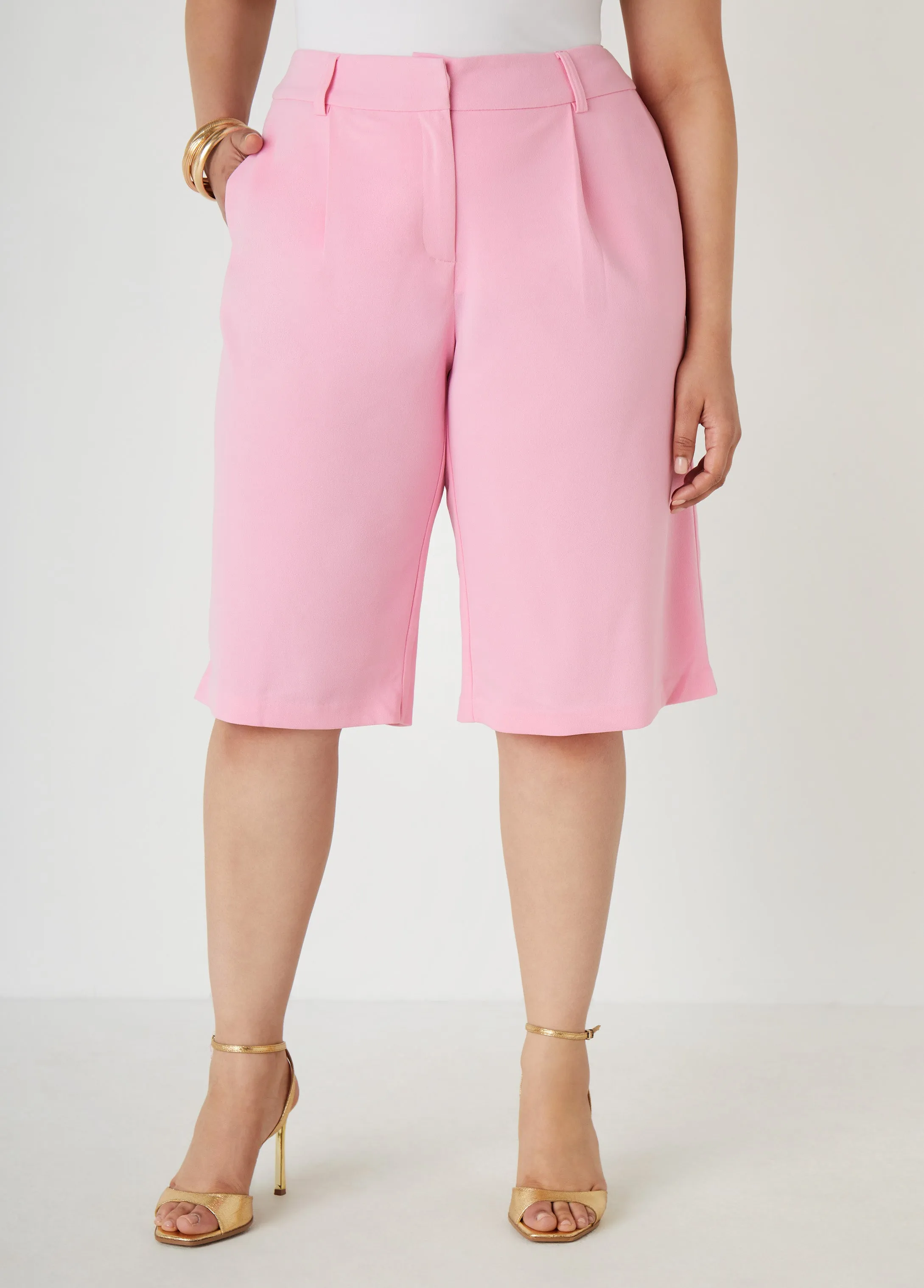 Pleated Crepe Shorts sold by Ashley Stewart product image thumbnail 4