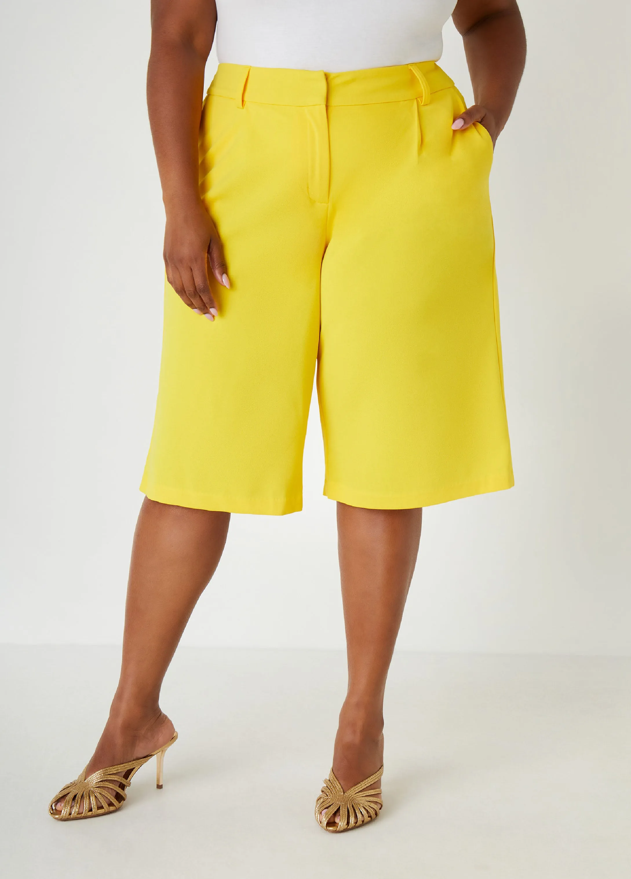 Pleated Crepe Shorts sold by Ashley Stewart