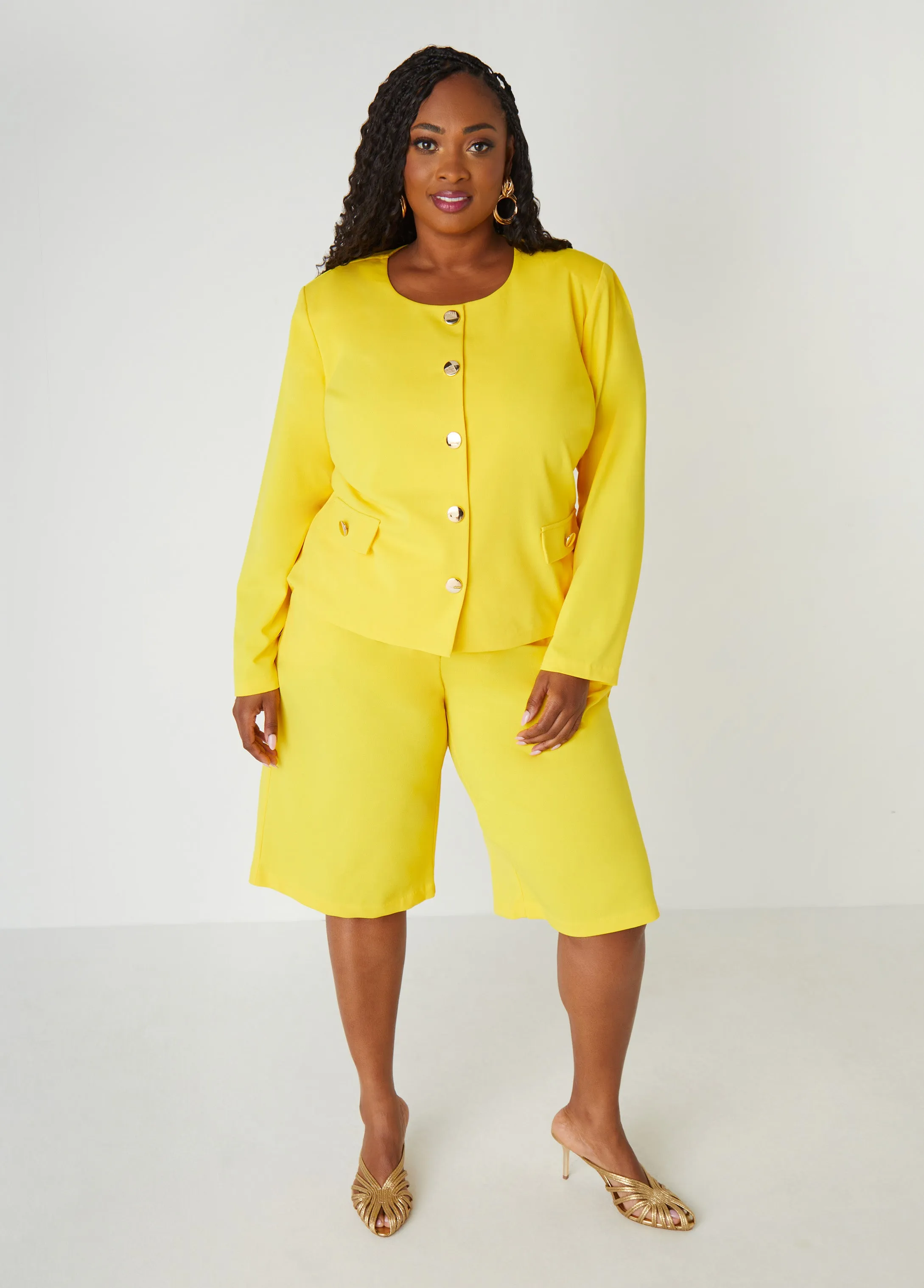 Pleated Crepe Shorts sold by Ashley Stewart product image thumbnail 3