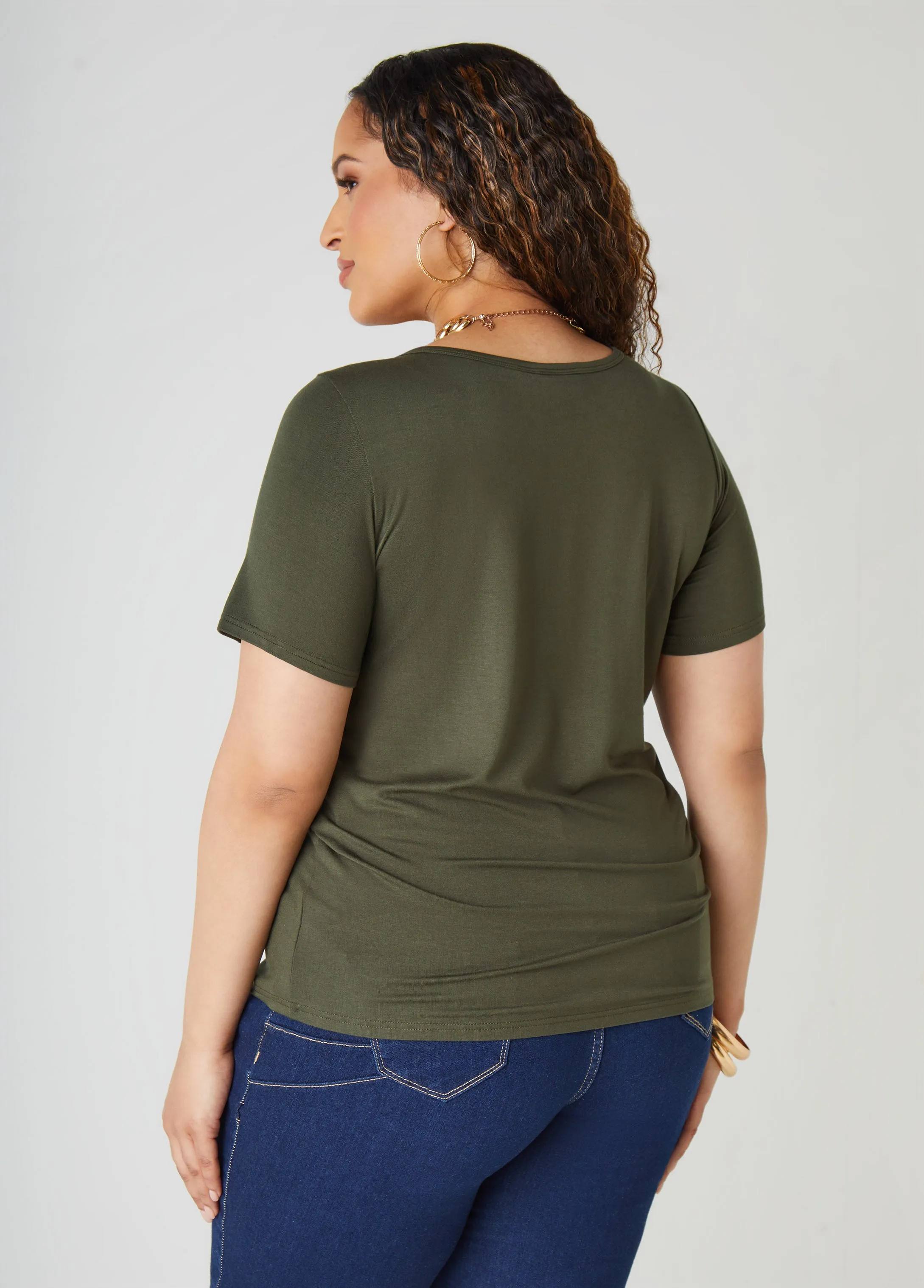 The Basic Scoop Neck Jersey Tee sold by Ashley Stewart product image thumbnail 2