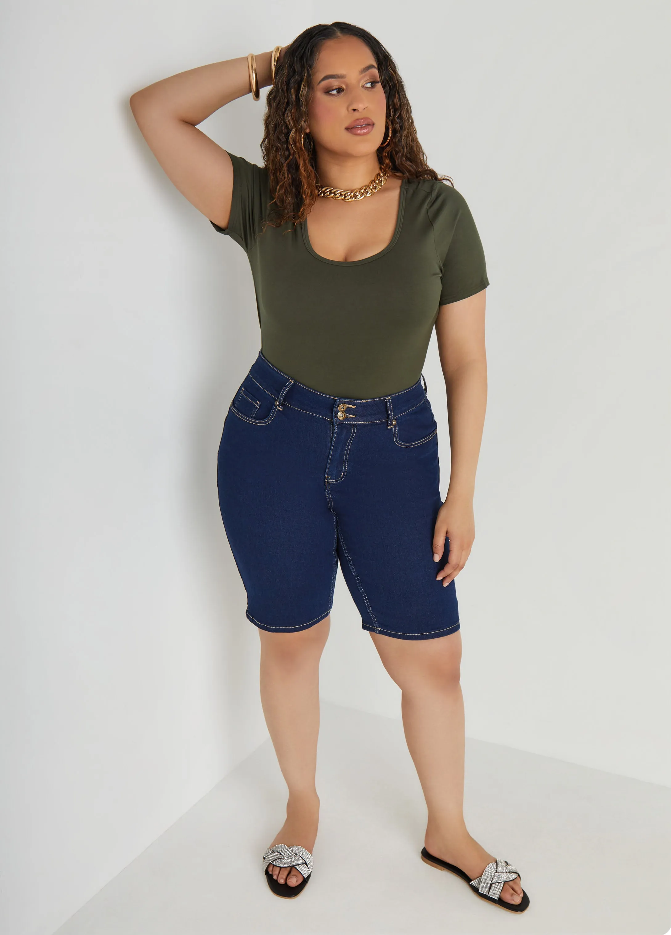 The Basic Scoop Neck Jersey Tee sold by Ashley Stewart product image thumbnail 3