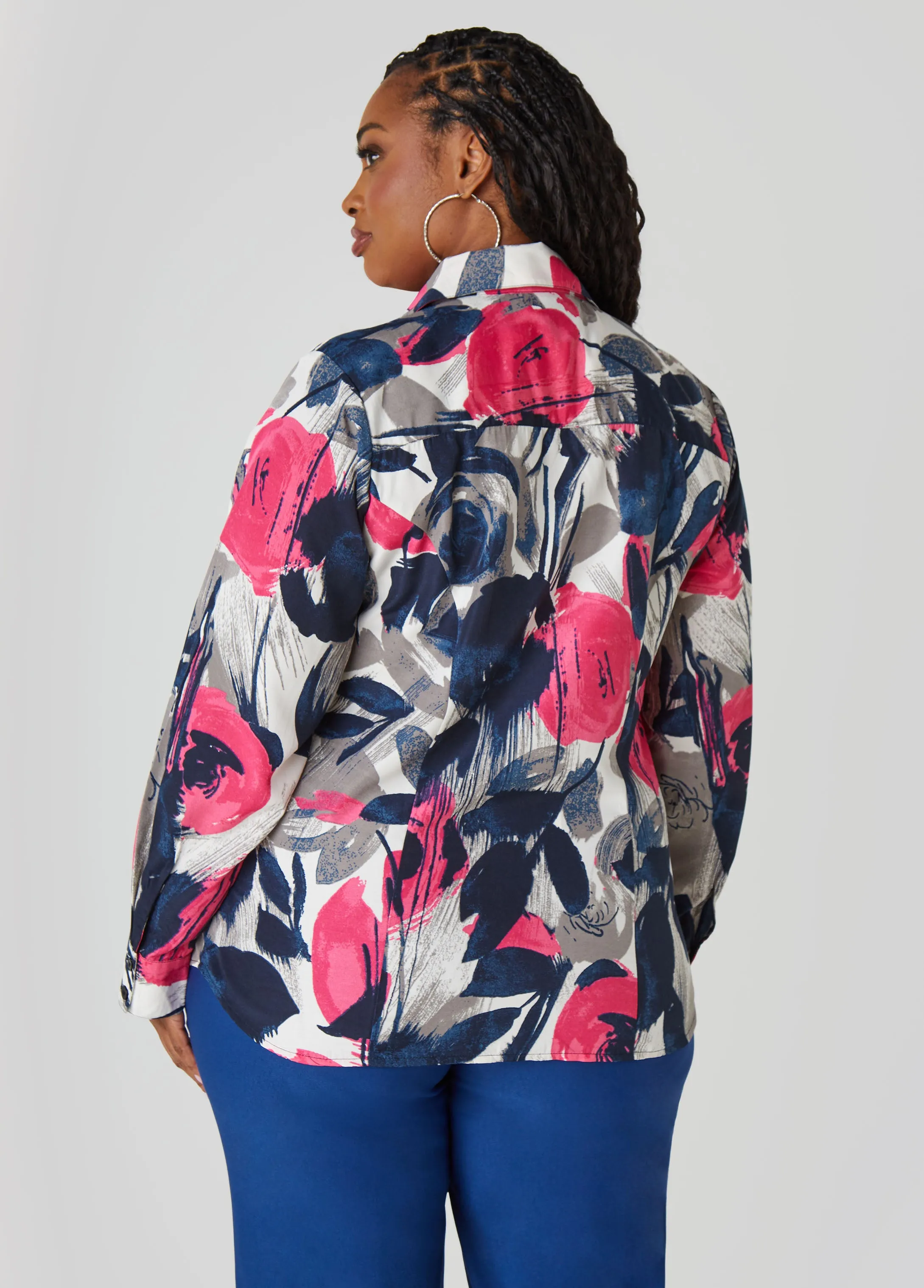 Floral Print Shirt sold by Ashley Stewart product image thumbnail 2