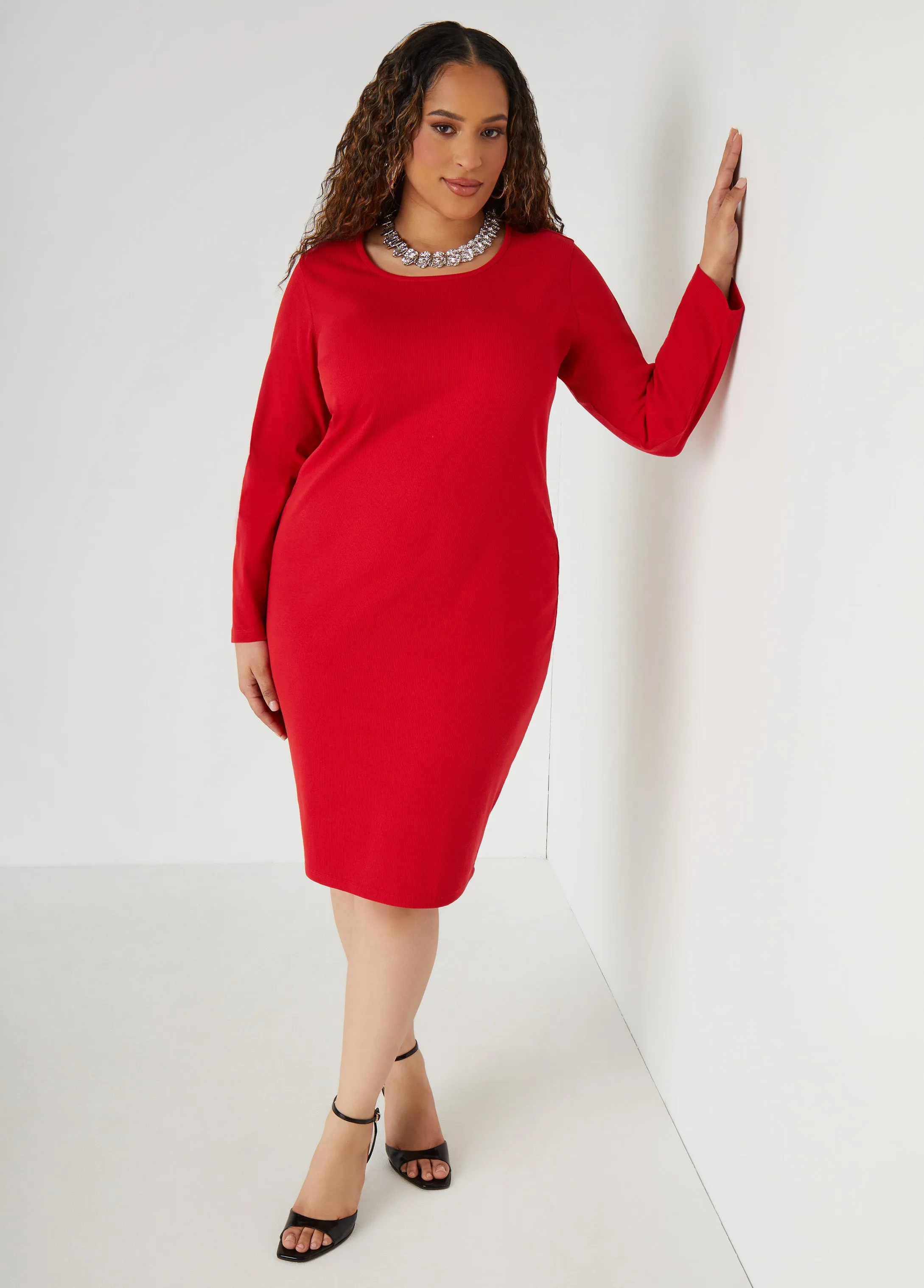 Ribbed Midi Bodycon Dress sold by Ashley Stewart product image thumbnail 4