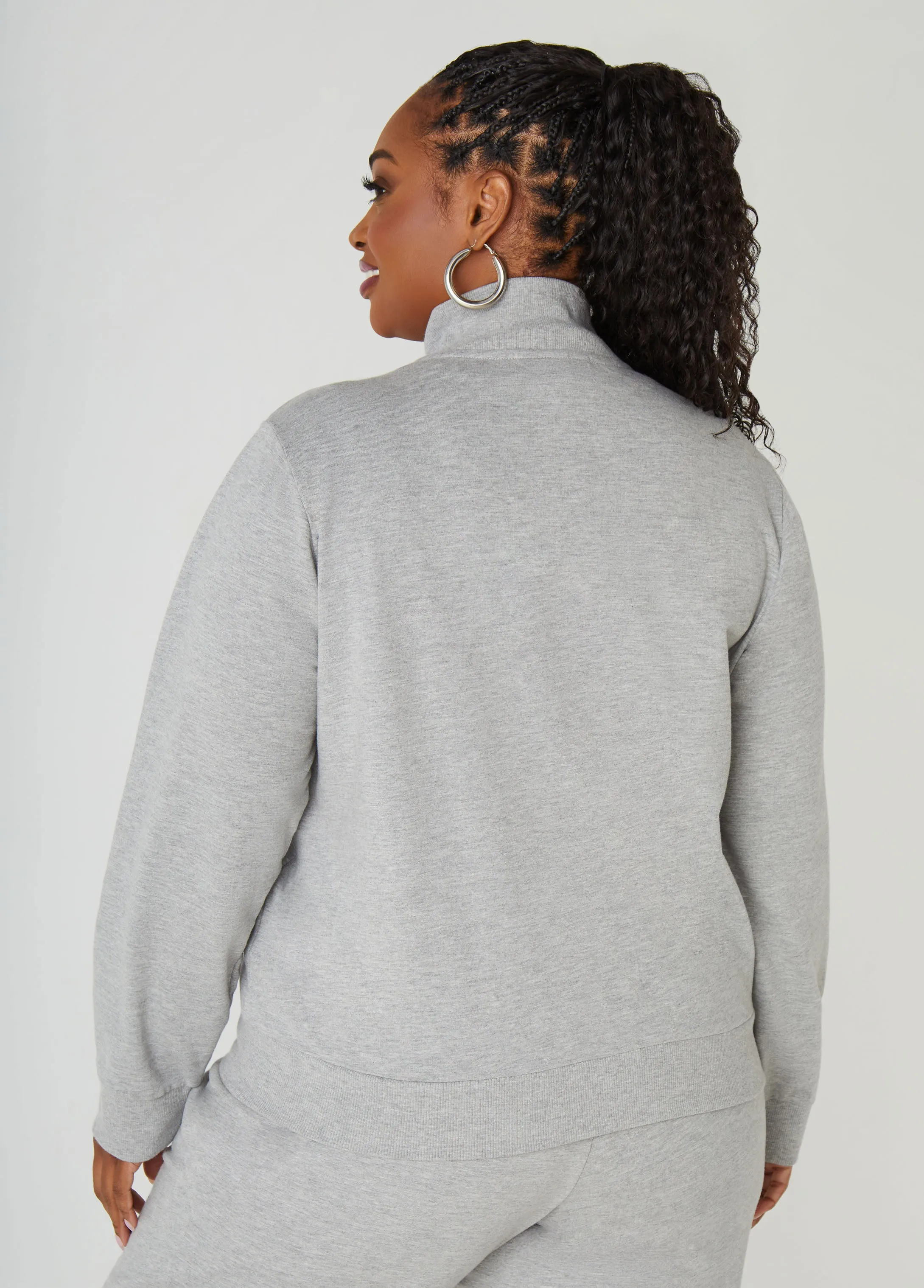 Striped Terry Track Jacket sold by Ashley Stewart product image thumbnail 2