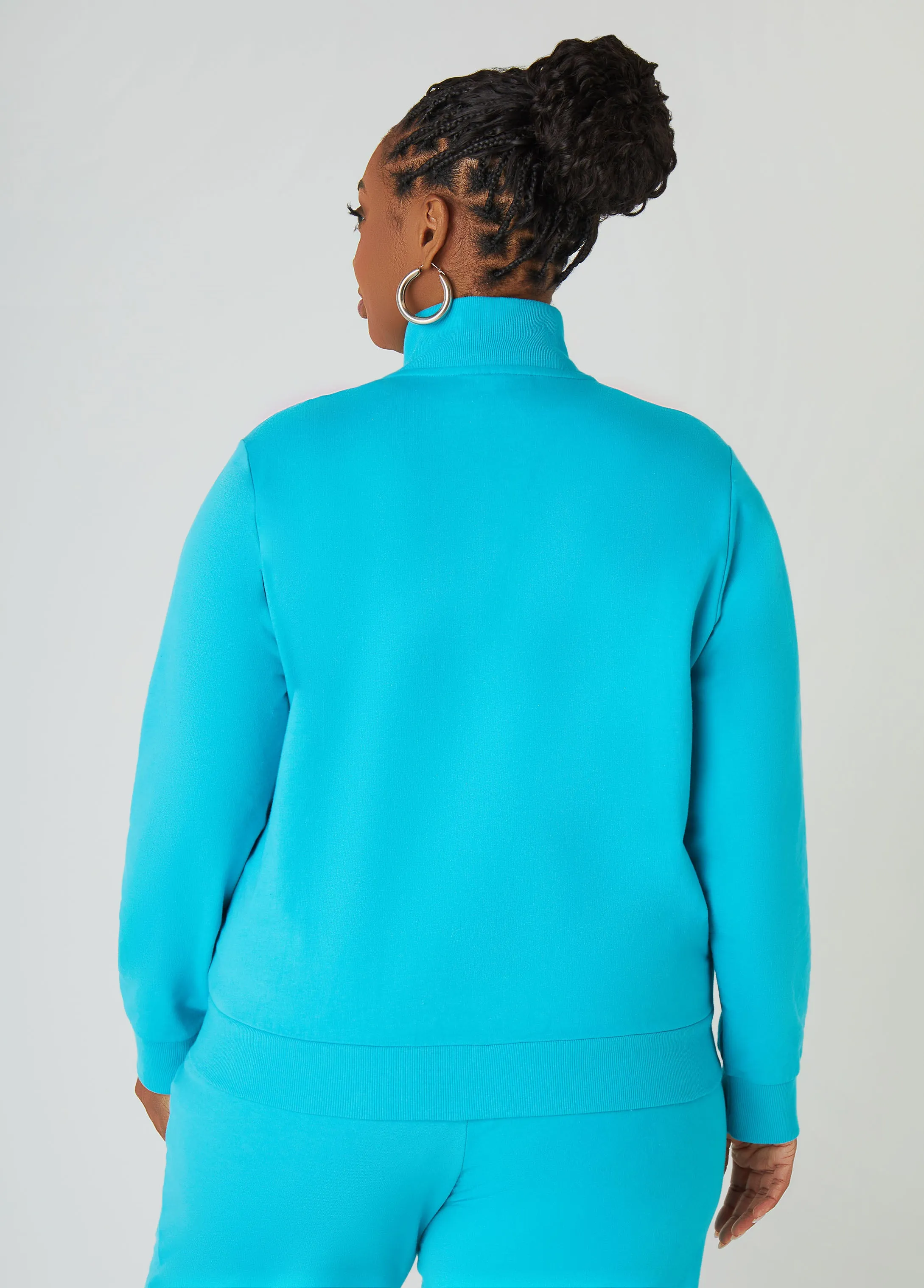 Striped French Terry Track Jacket sold by Ashley Stewart product image thumbnail 2