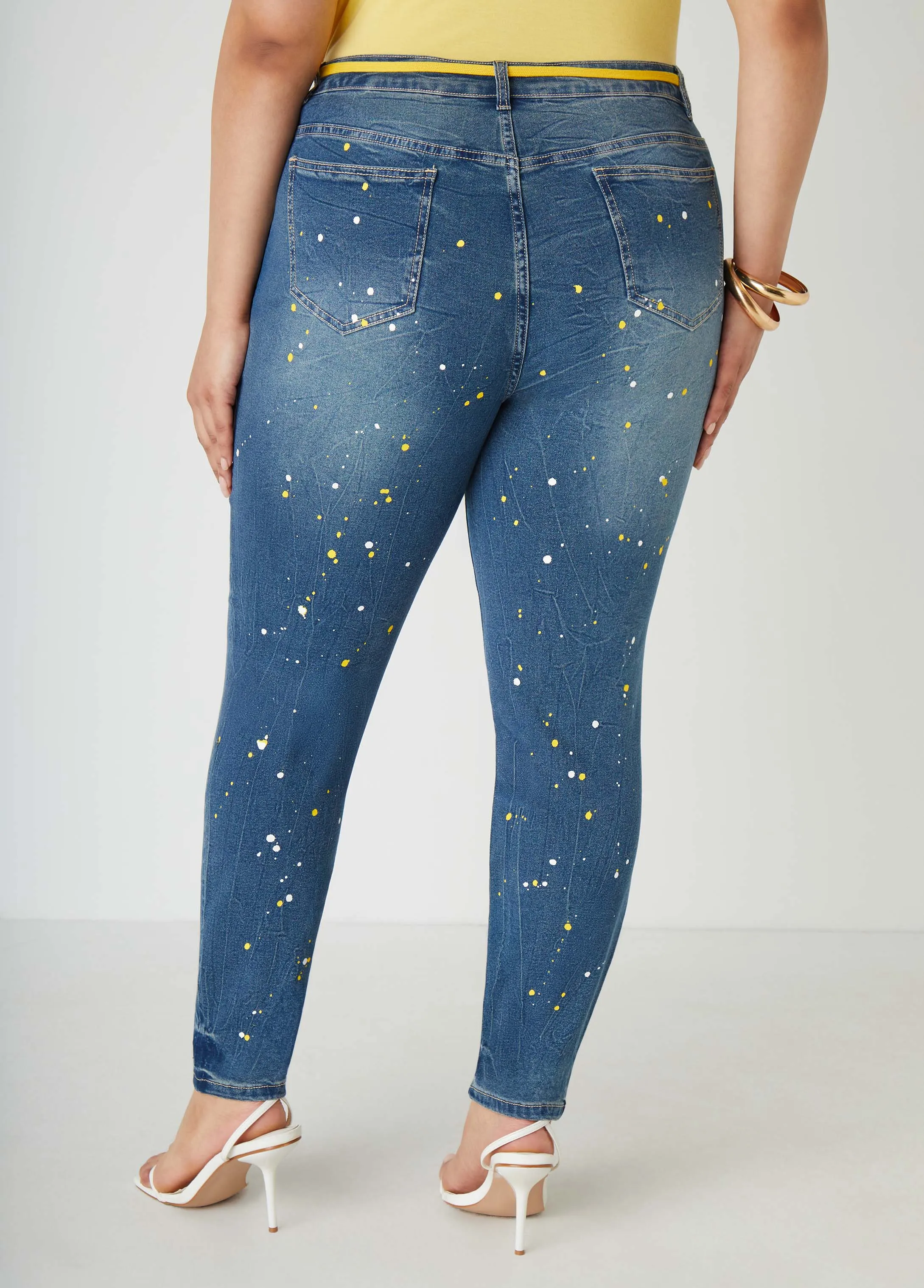 Cutout Ribbed Paneled Skinny Jeans sold by Ashley Stewart product image thumbnail 2