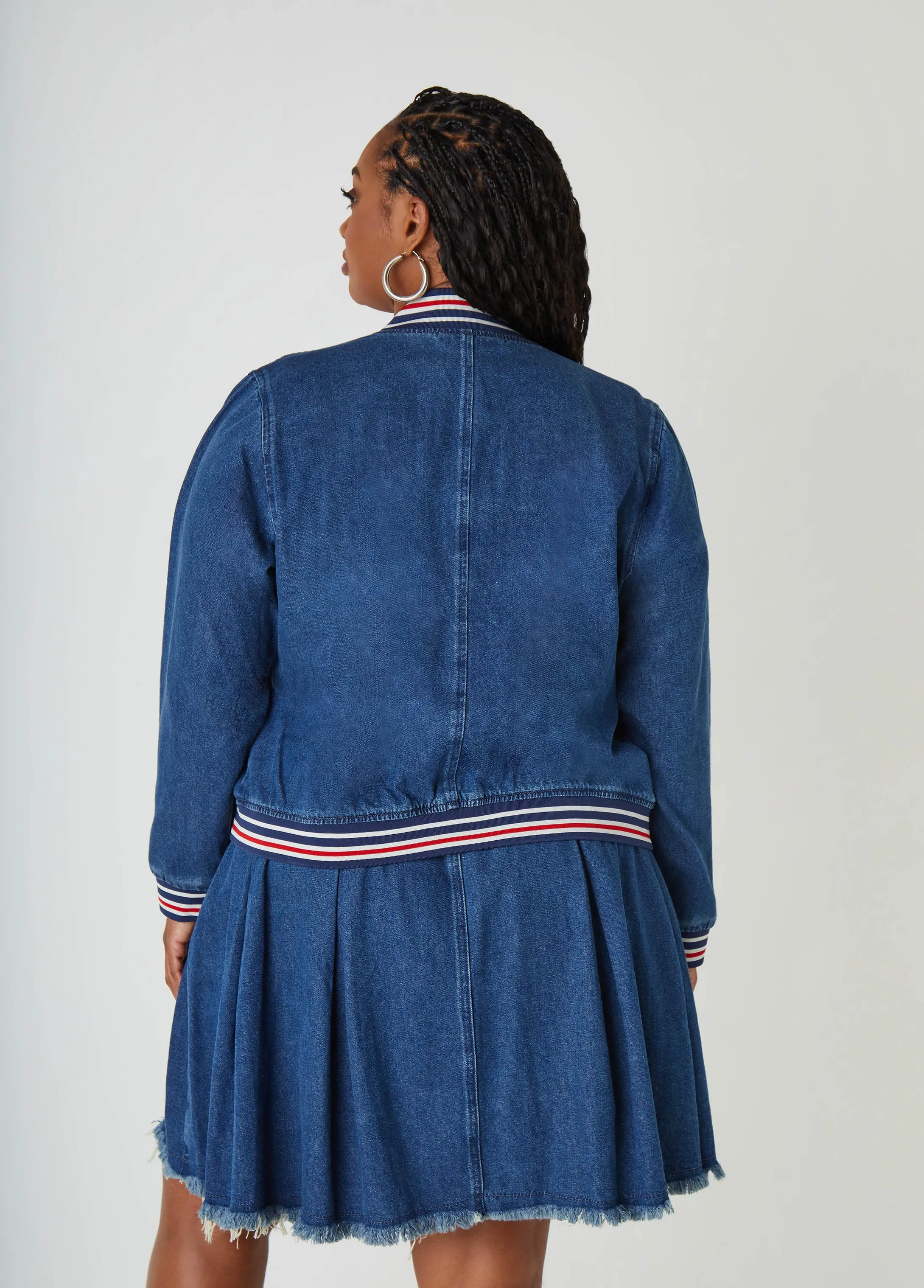 Denim Bomber Jacket sold by Ashley Stewart product image thumbnail 2