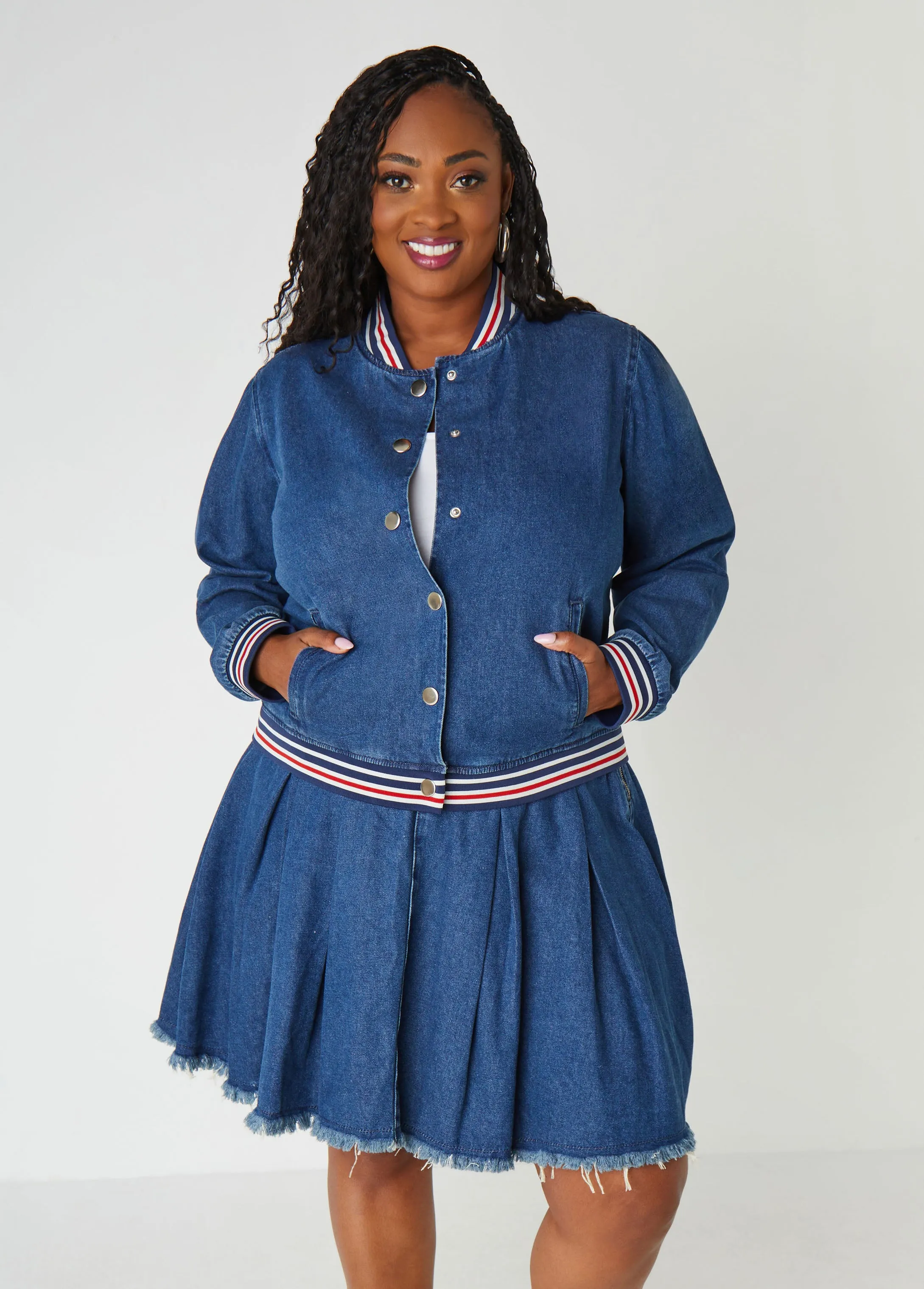 Denim Bomber Jacket sold by Ashley Stewart