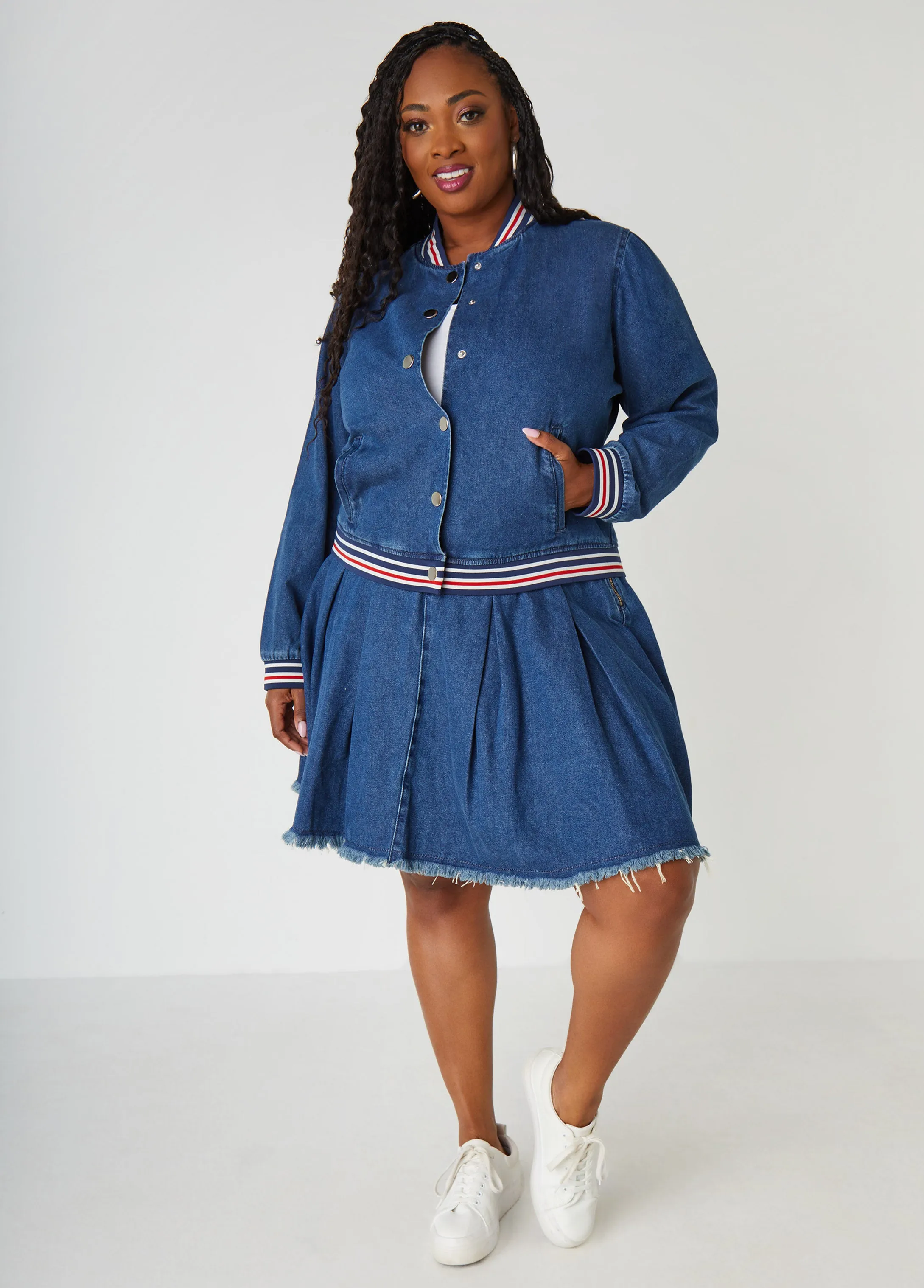 Denim Bomber Jacket sold by Ashley Stewart product image thumbnail 3
