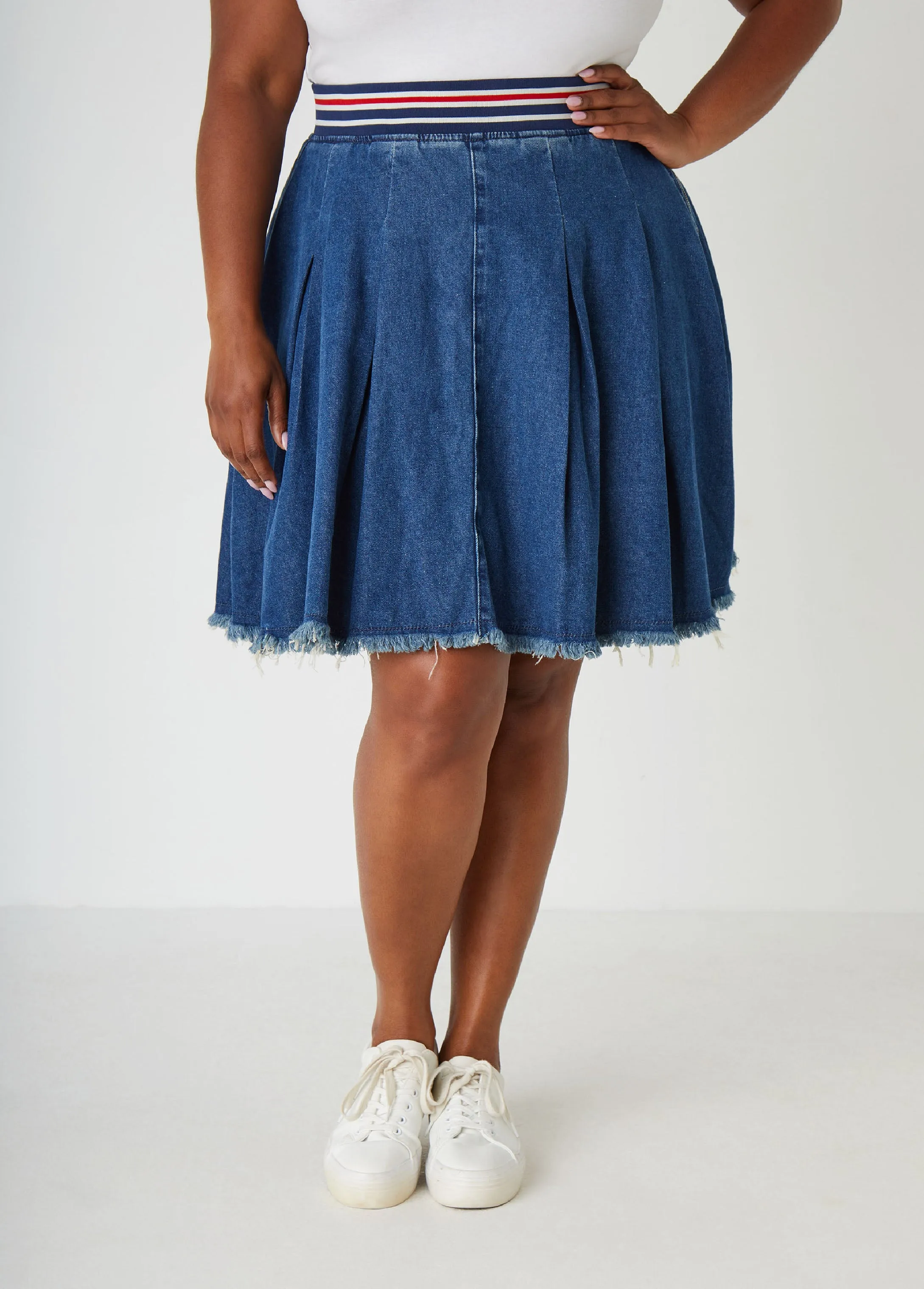 Pleated Denim Skirt sold by Ashley Stewart