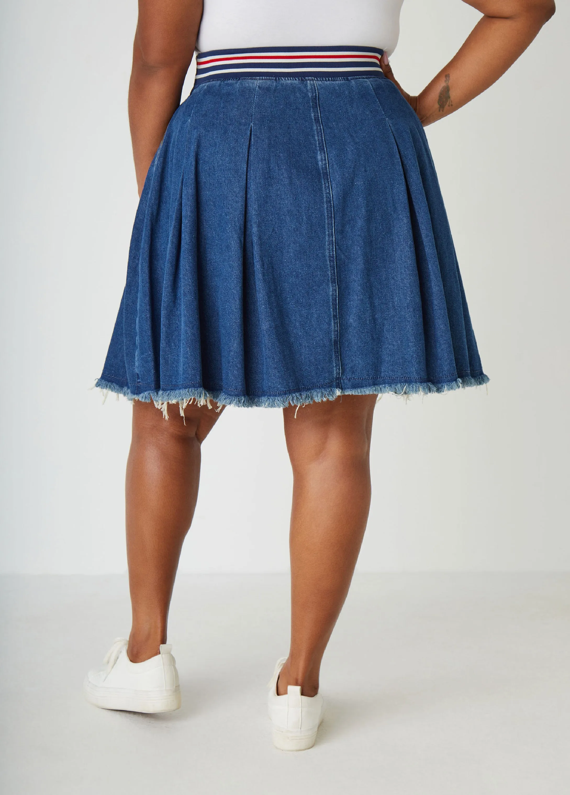 Pleated Denim Skirt sold by Ashley Stewart product image thumbnail 2
