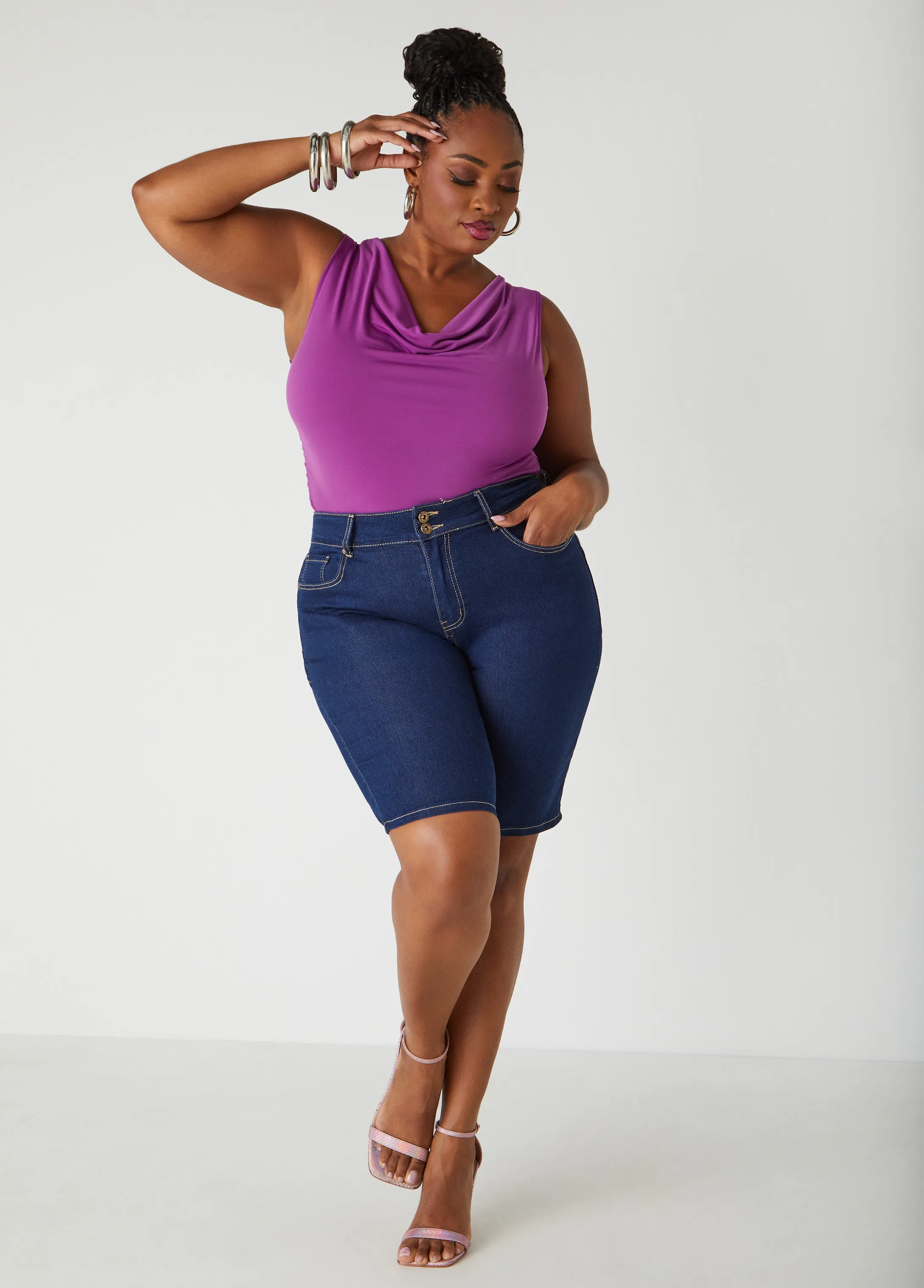 Cowl Neck Ruched Knit Top sold by Ashley Stewart product image thumbnail 4