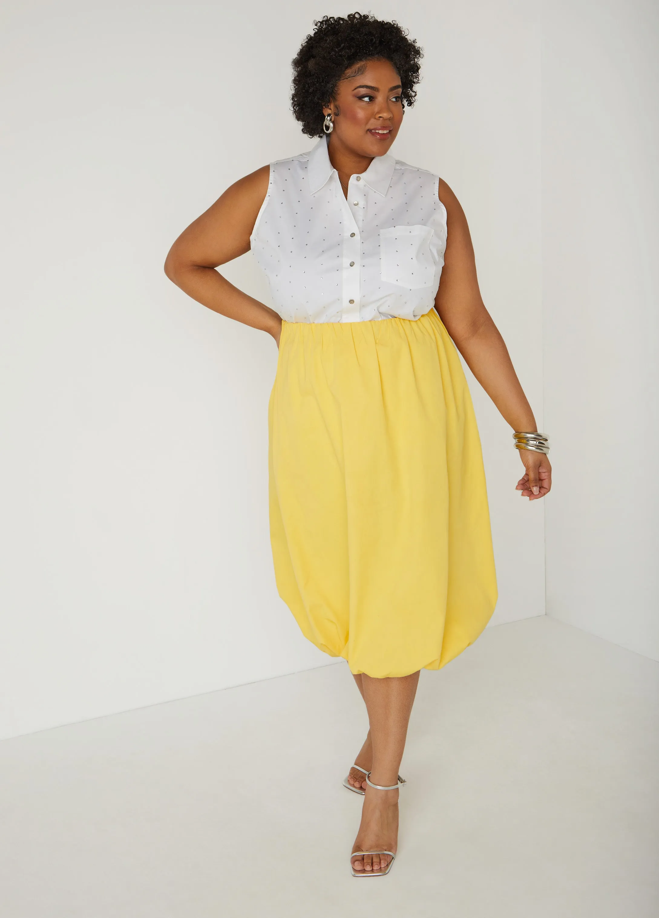 Cotton Midi Bubble Skirt sold by Ashley Stewart product image thumbnail 3