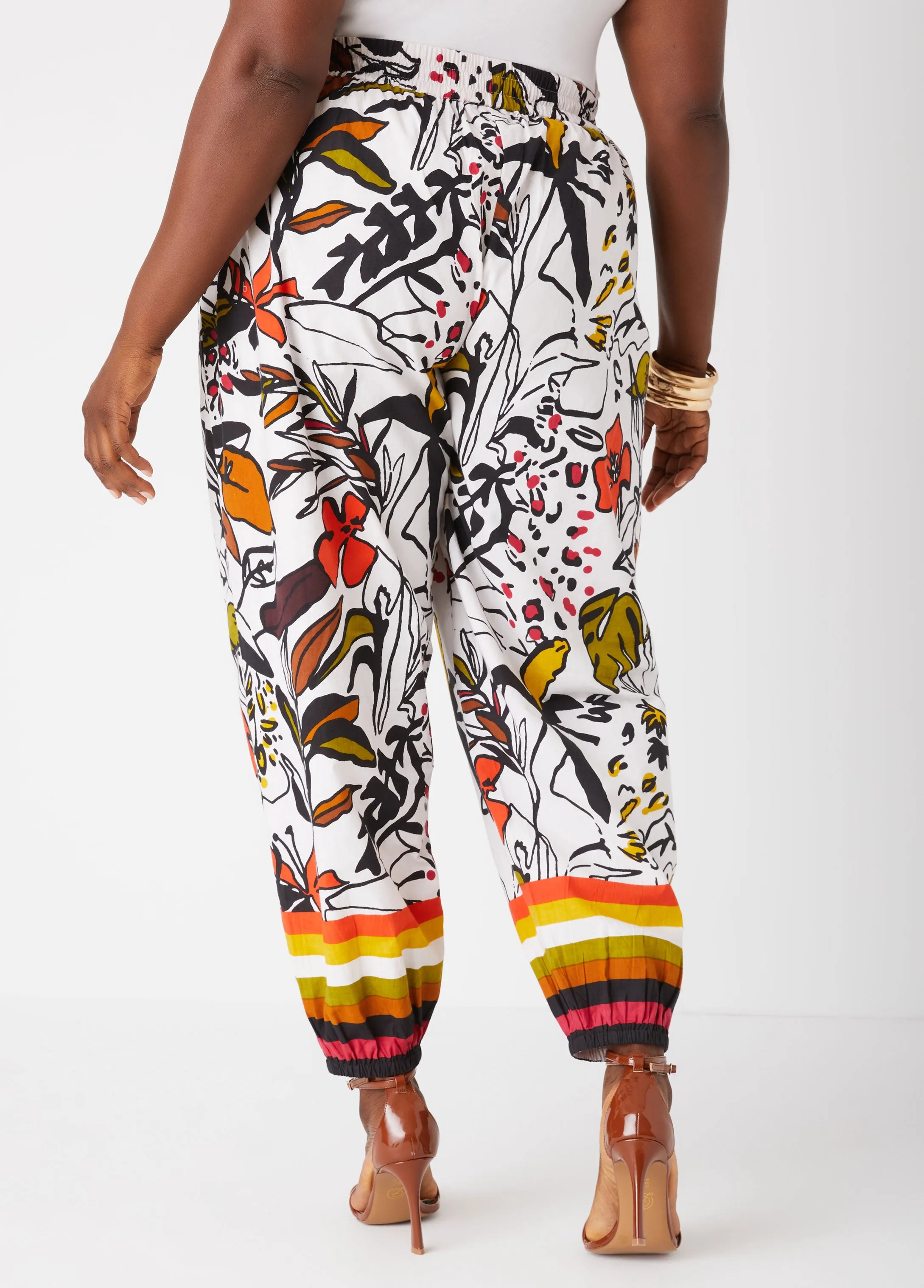 Printed Cotton High Rise Joggers sold by Ashley Stewart product image thumbnail 2