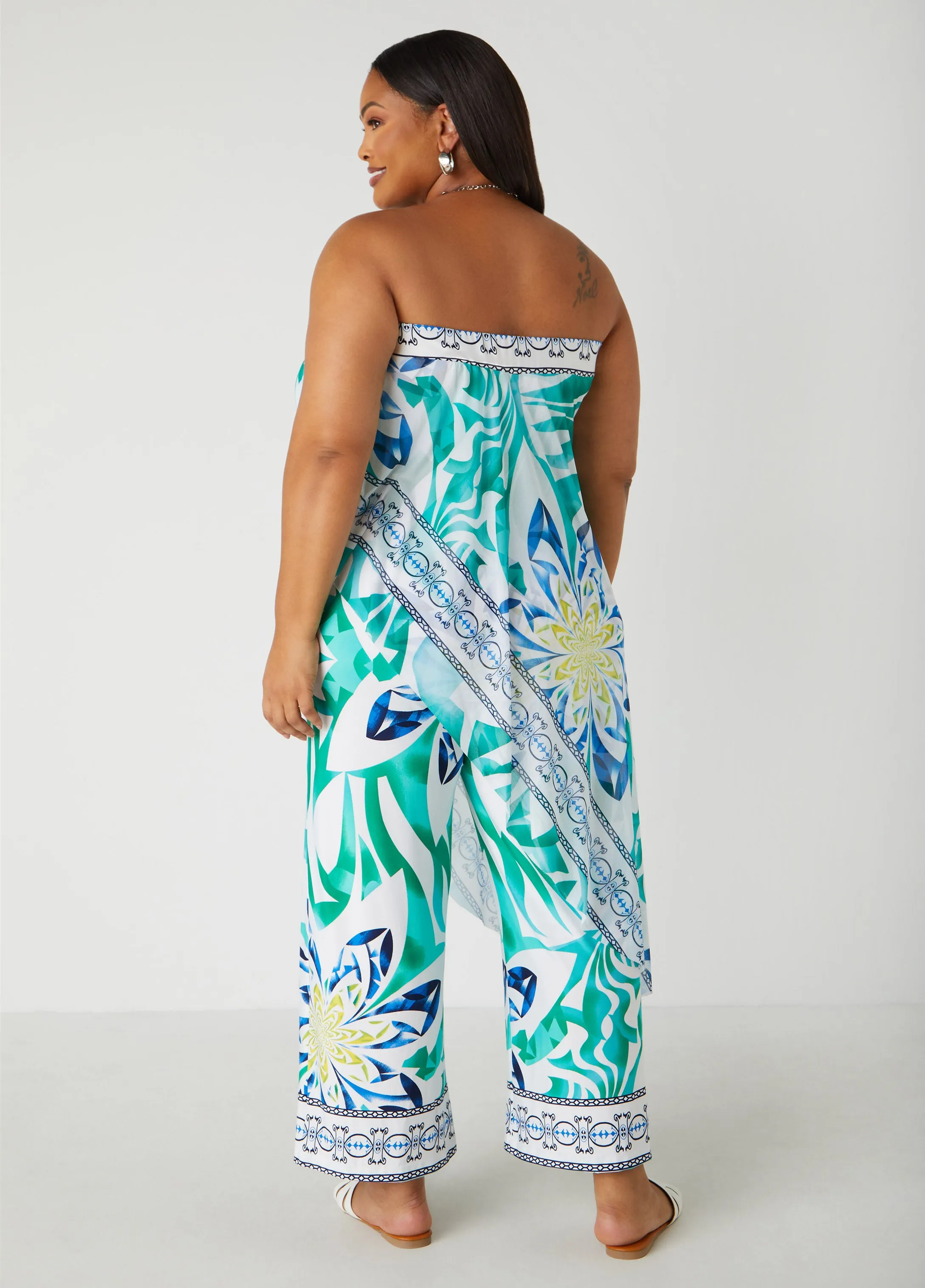 Layered Tropical Print Jumpsuit sold by Ashley Stewart product image thumbnail 2