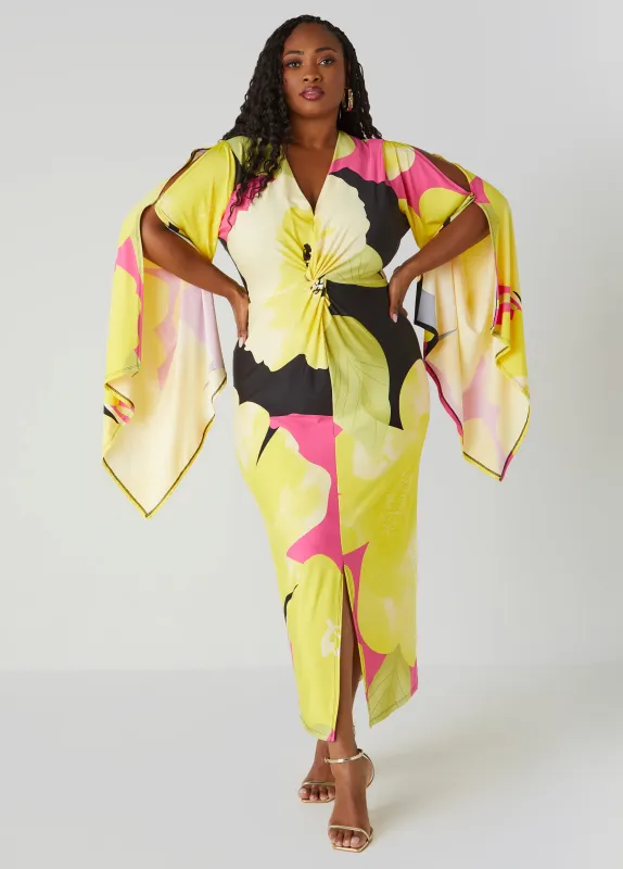 Drama Sleeved Floral Dress sold by Ashley Stewart