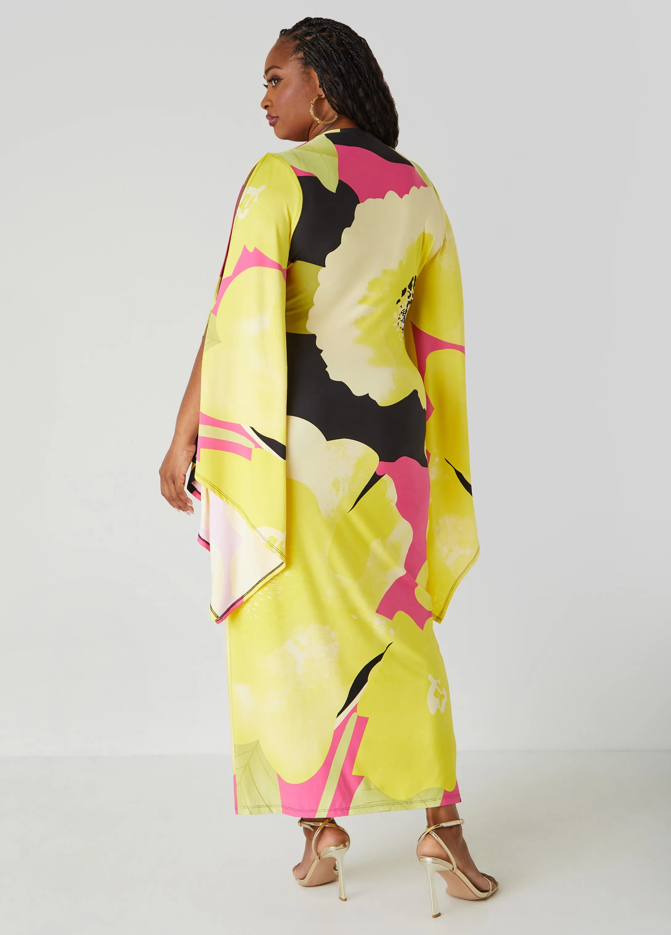 Drama Sleeved Floral Dress sold by Ashley Stewart product image thumbnail 2