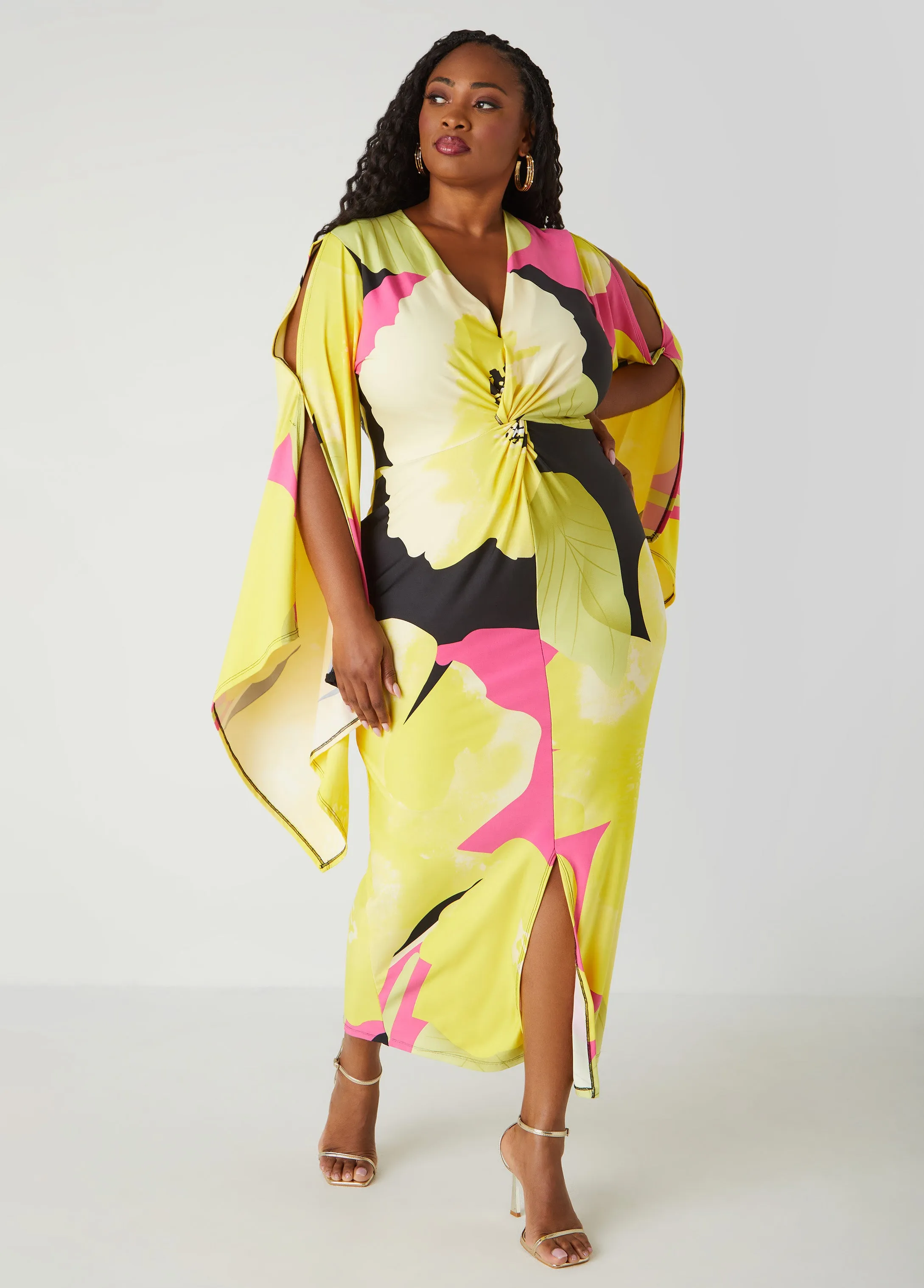 Drama Sleeved Floral Dress sold by Ashley Stewart product image thumbnail 3