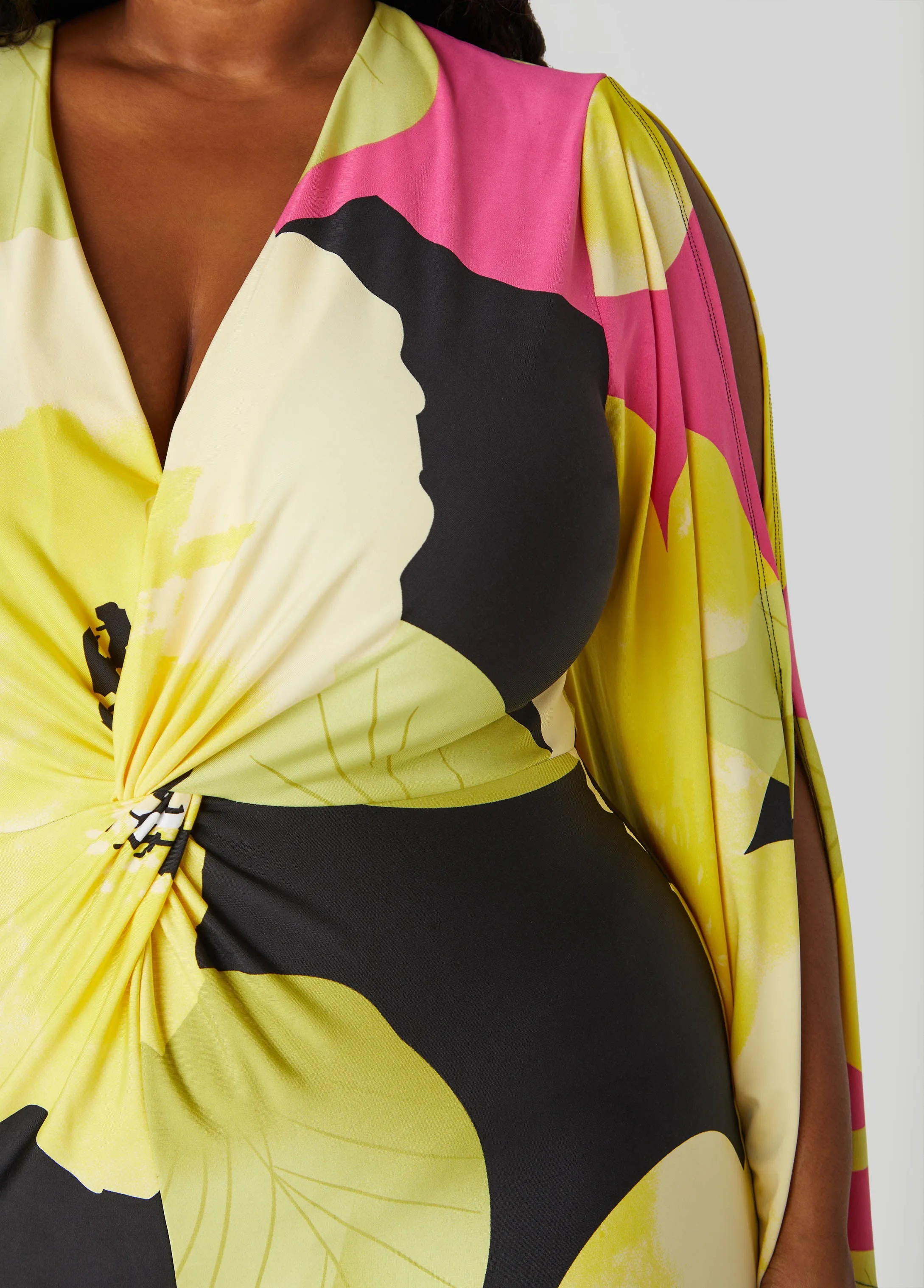 Drama Sleeved Floral Dress sold by Ashley Stewart product image thumbnail 4