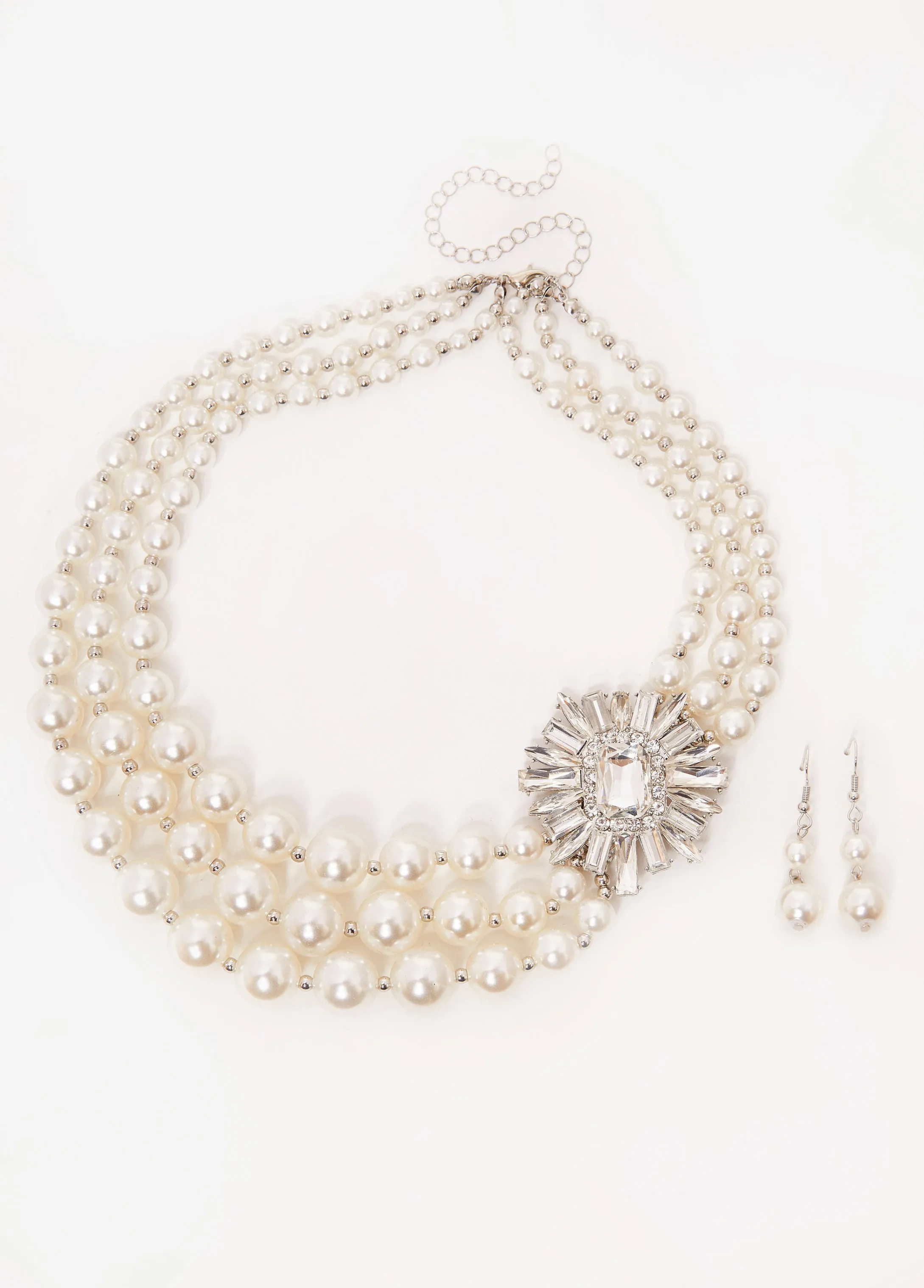 Faux Pearl And Crystal Necklace Set sold by Ashley Stewart