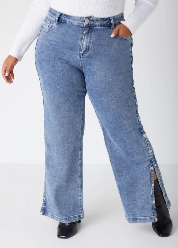 Studded Wide Leg Jeans sold by Ashley Stewart