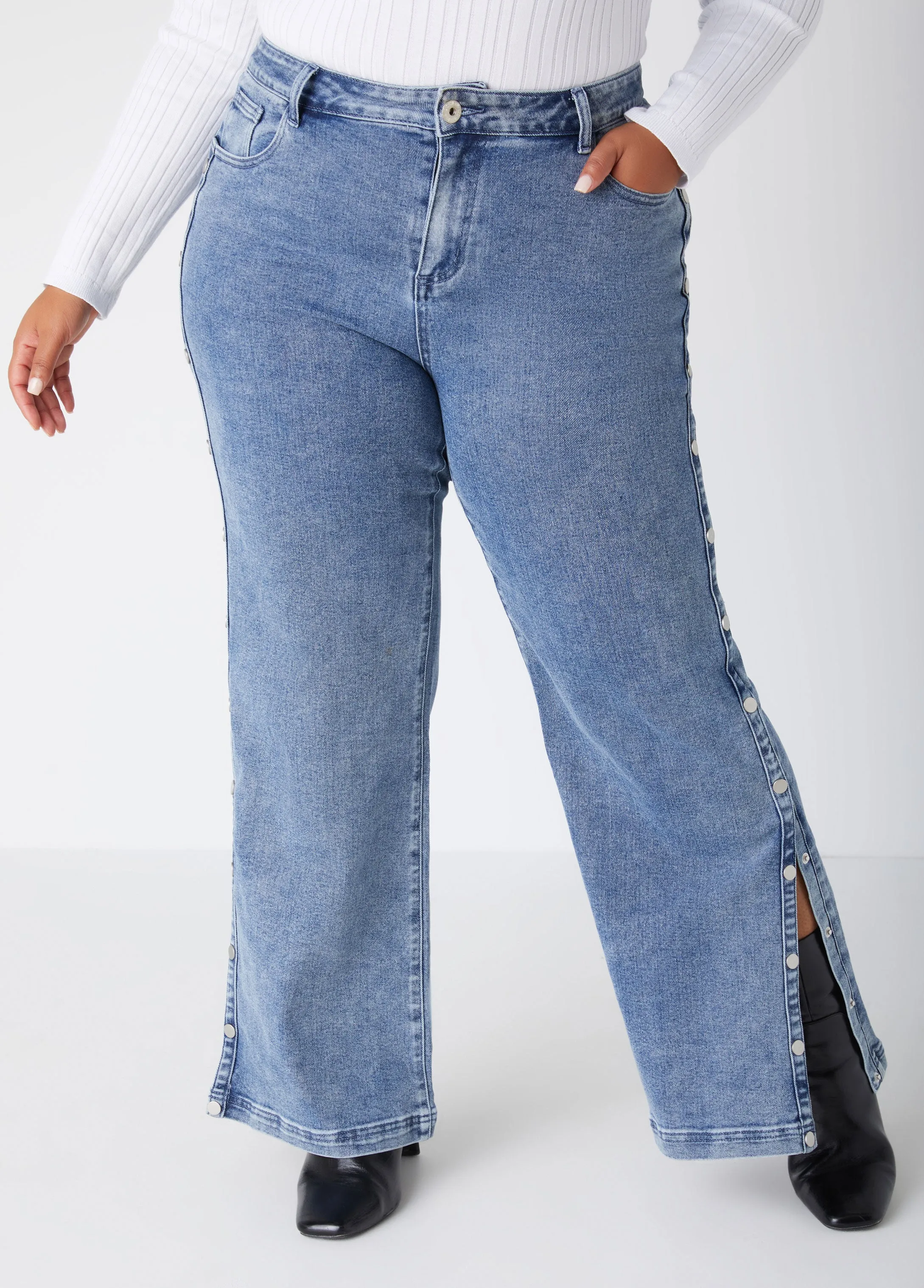 Studded Wide Leg Jeans sold by Ashley Stewart