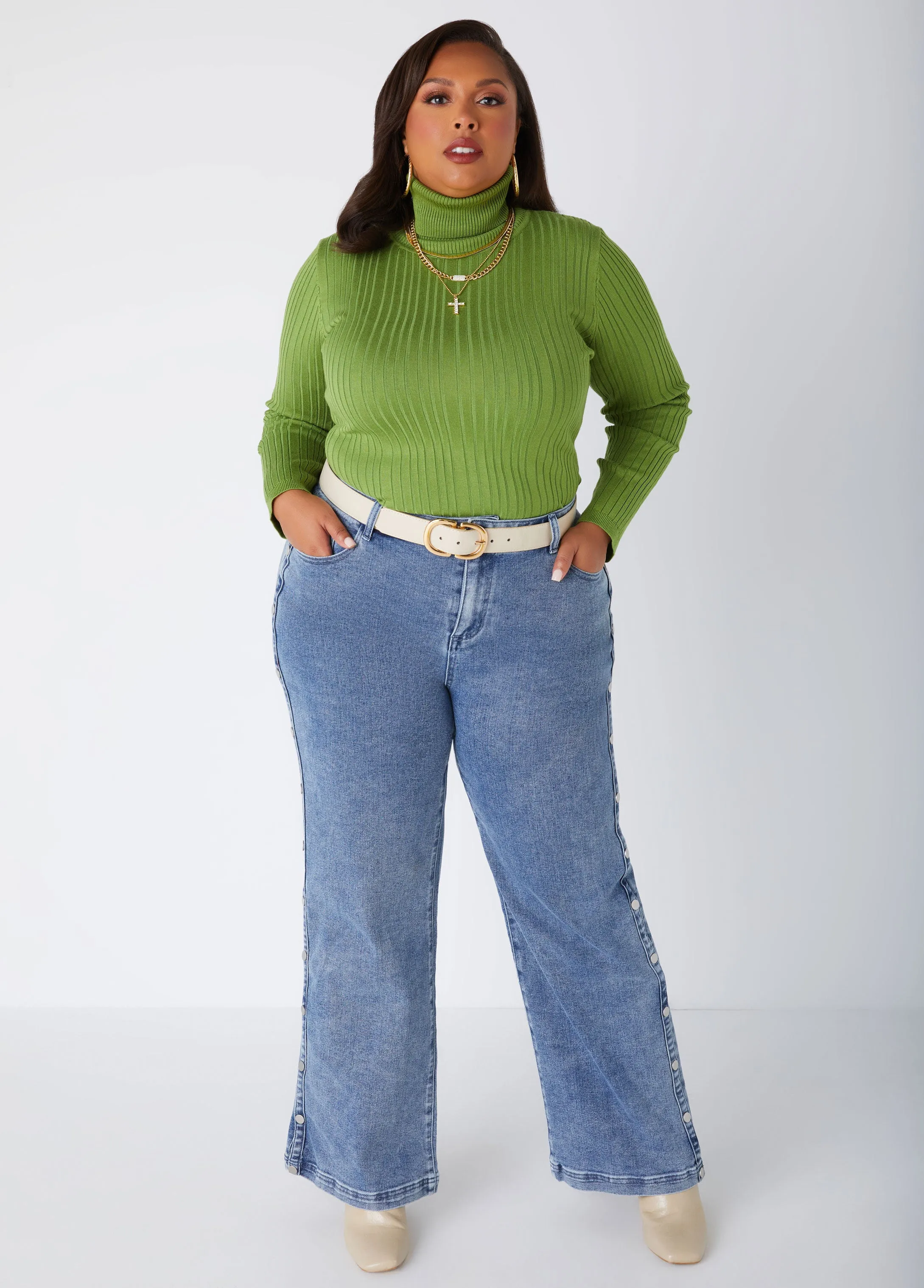 Studded Wide Leg Jeans sold by Ashley Stewart product image thumbnail 5