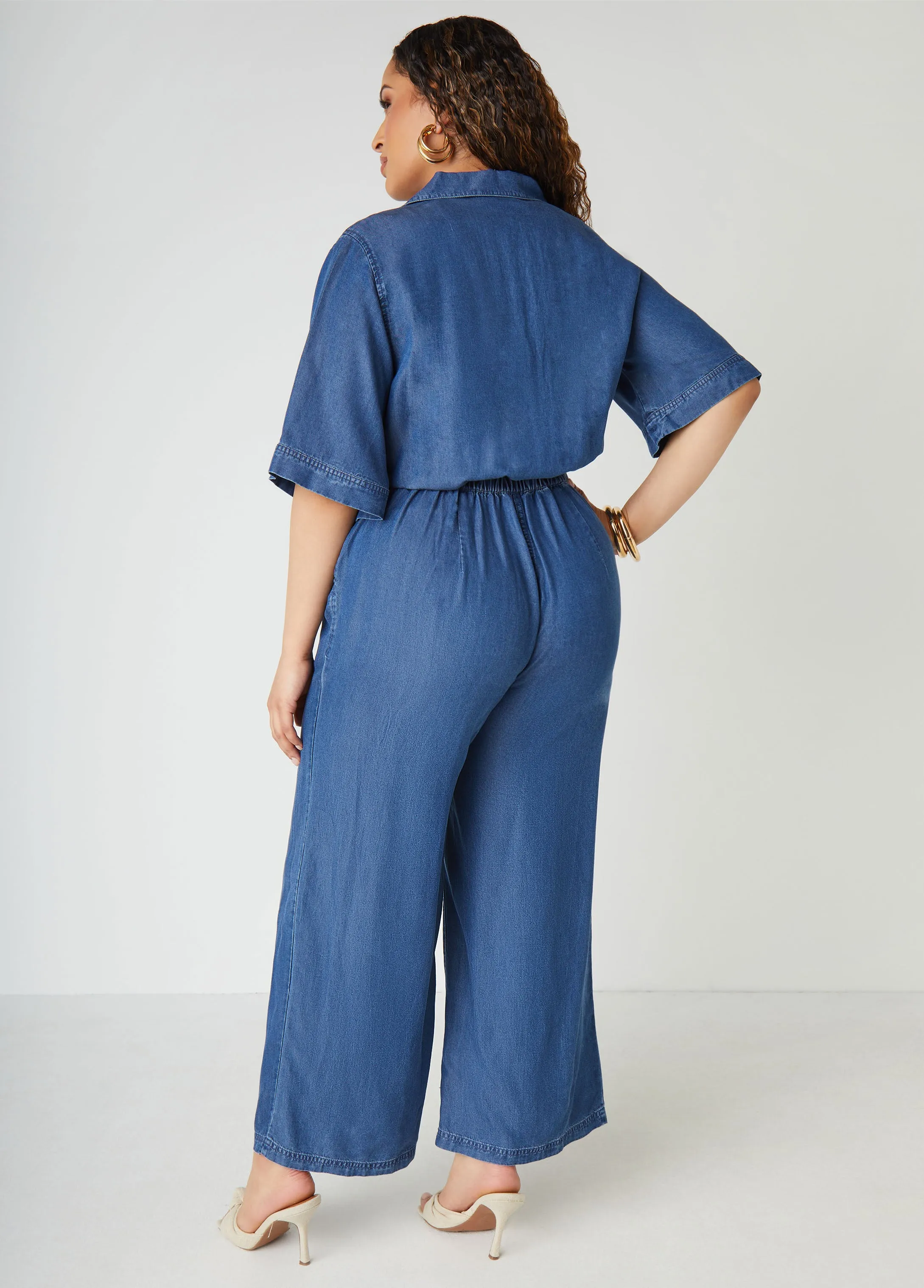 Chambray Utility Jumpsuit sold by Ashley Stewart product image thumbnail 2