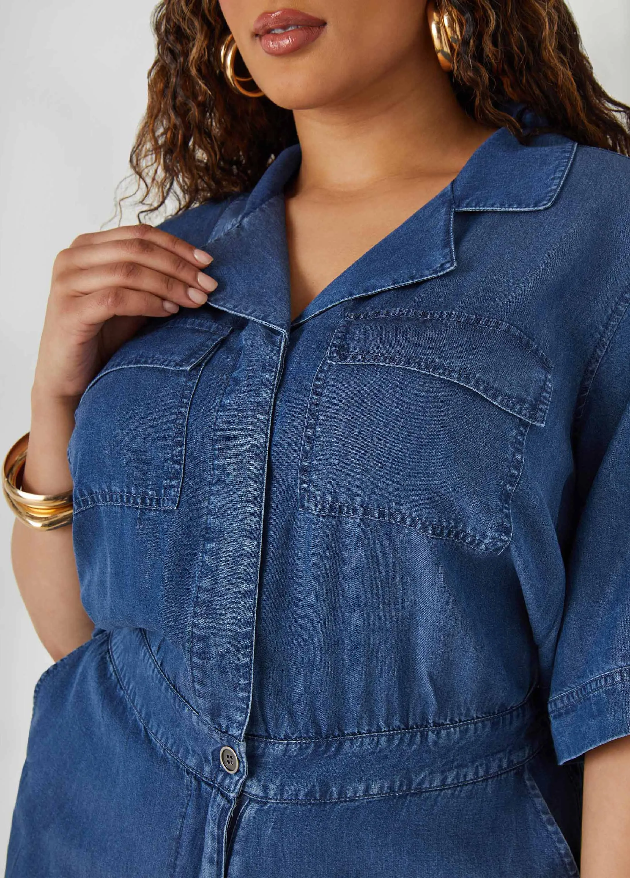 Chambray Utility Jumpsuit sold by Ashley Stewart product image thumbnail 4