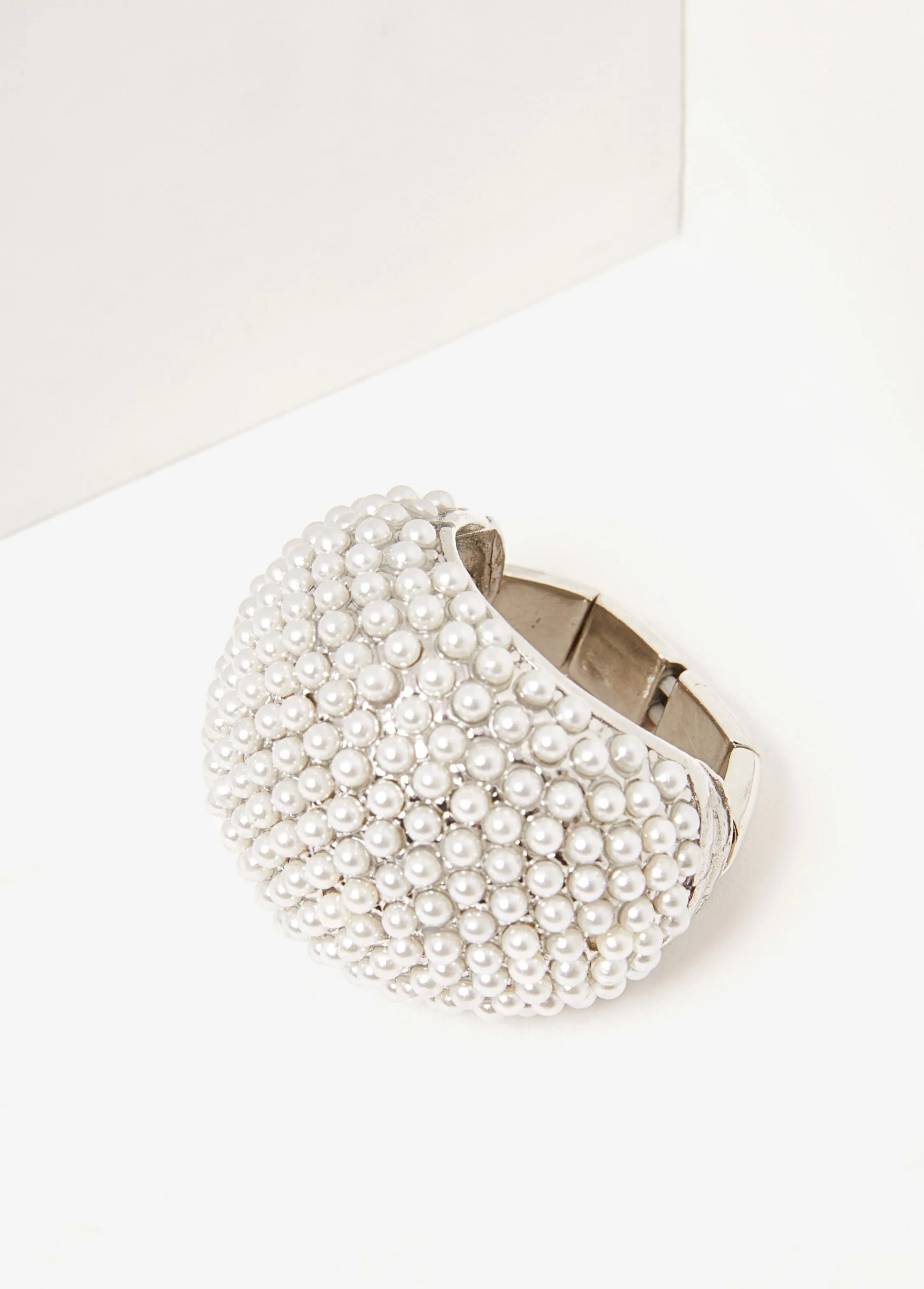 Pave Faux Pearl Stretch Ring sold by Ashley Stewart
