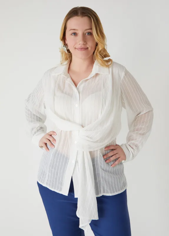 Textured Tie Front Shirt sold by Ashley Stewart
