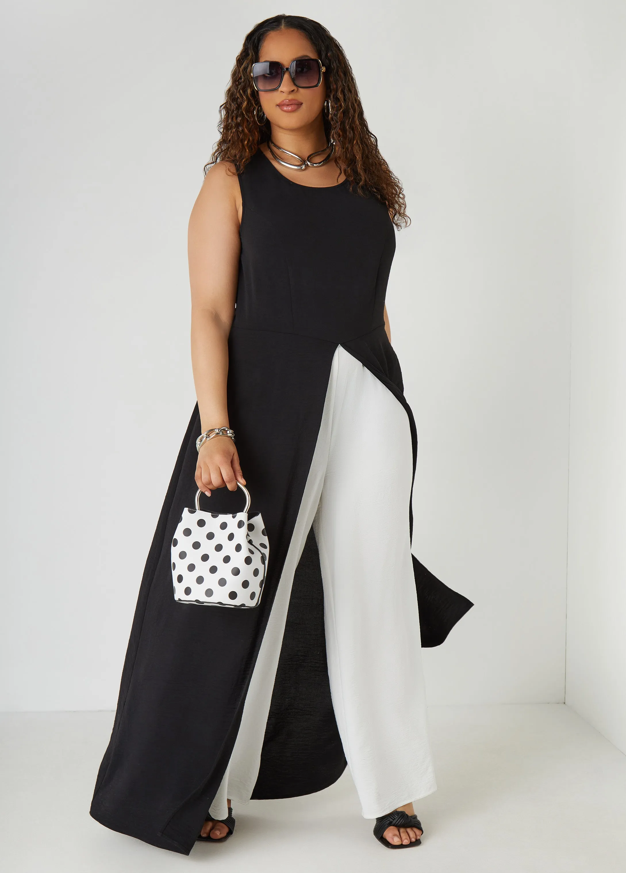 Layered Two Tone Jumpsuit sold by Ashley Stewart product image thumbnail 4