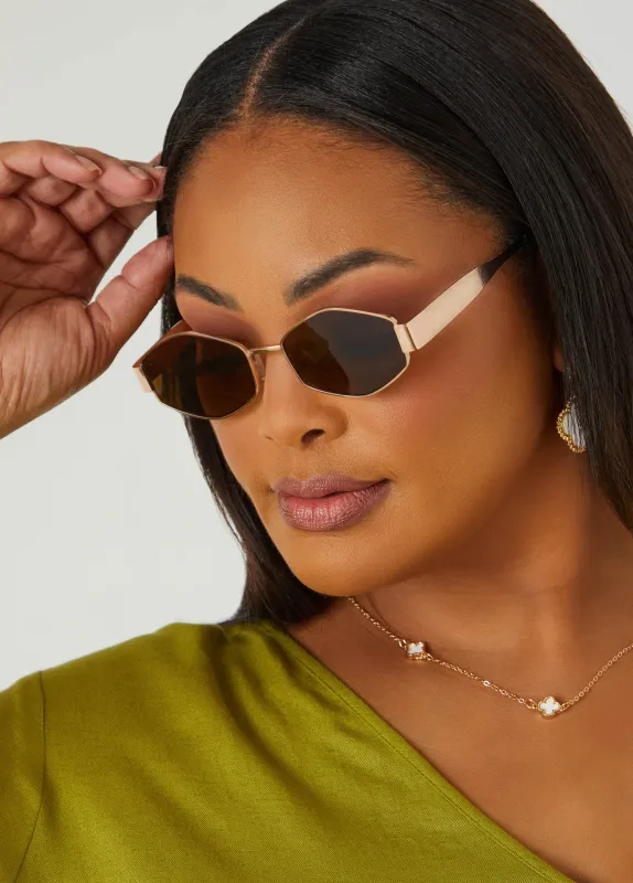 Tinted Geometric Framed Sunglasses sold by Ashley Stewart
