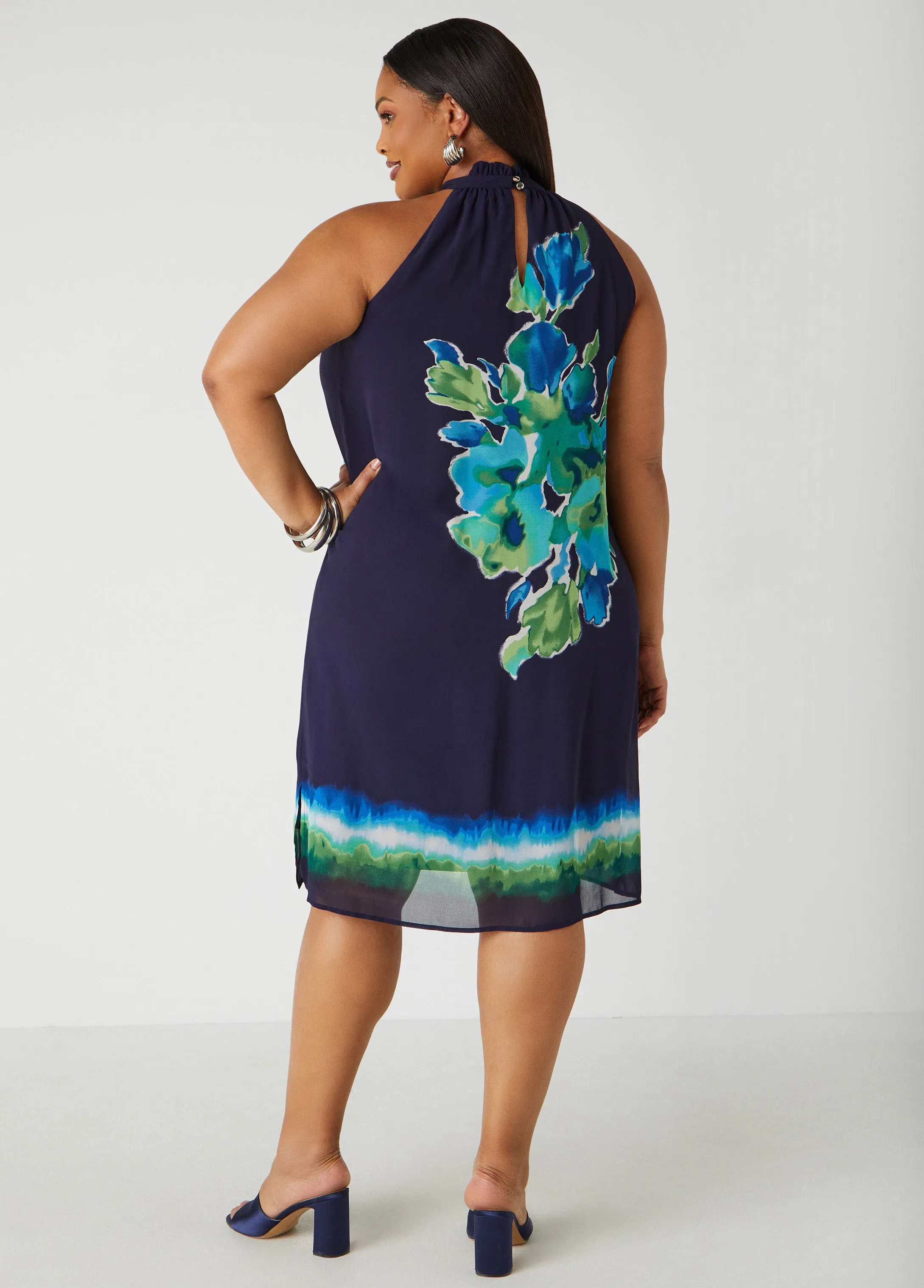 Watercolor Print Halter Dress sold by Ashley Stewart product image thumbnail 2
