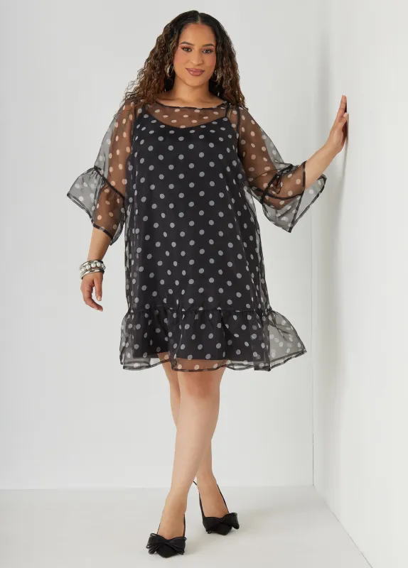 Flounced Polka Dot Dress sold by Ashley Stewart