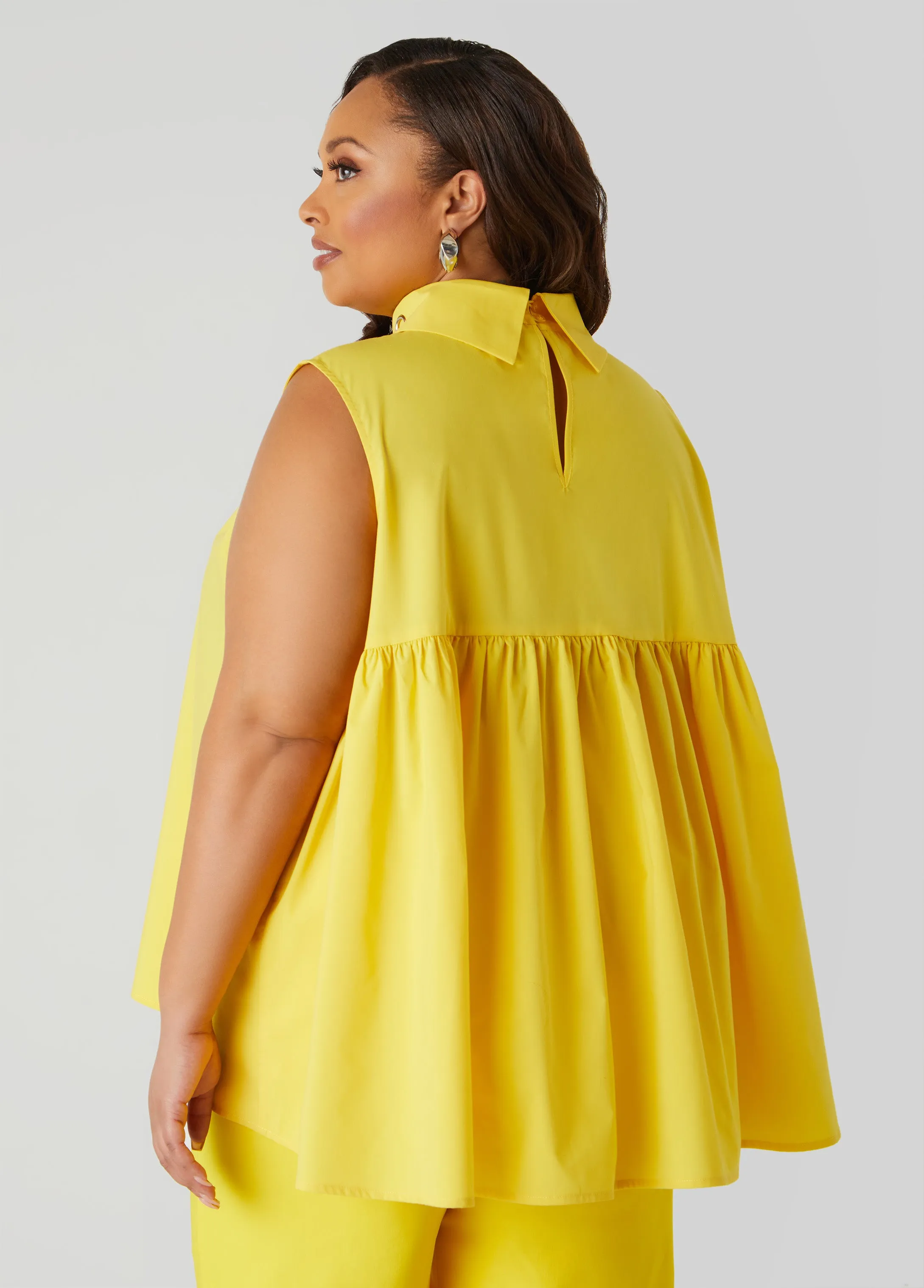 Grommet Embellished Poplin Blouse sold by Ashley Stewart product image thumbnail 2