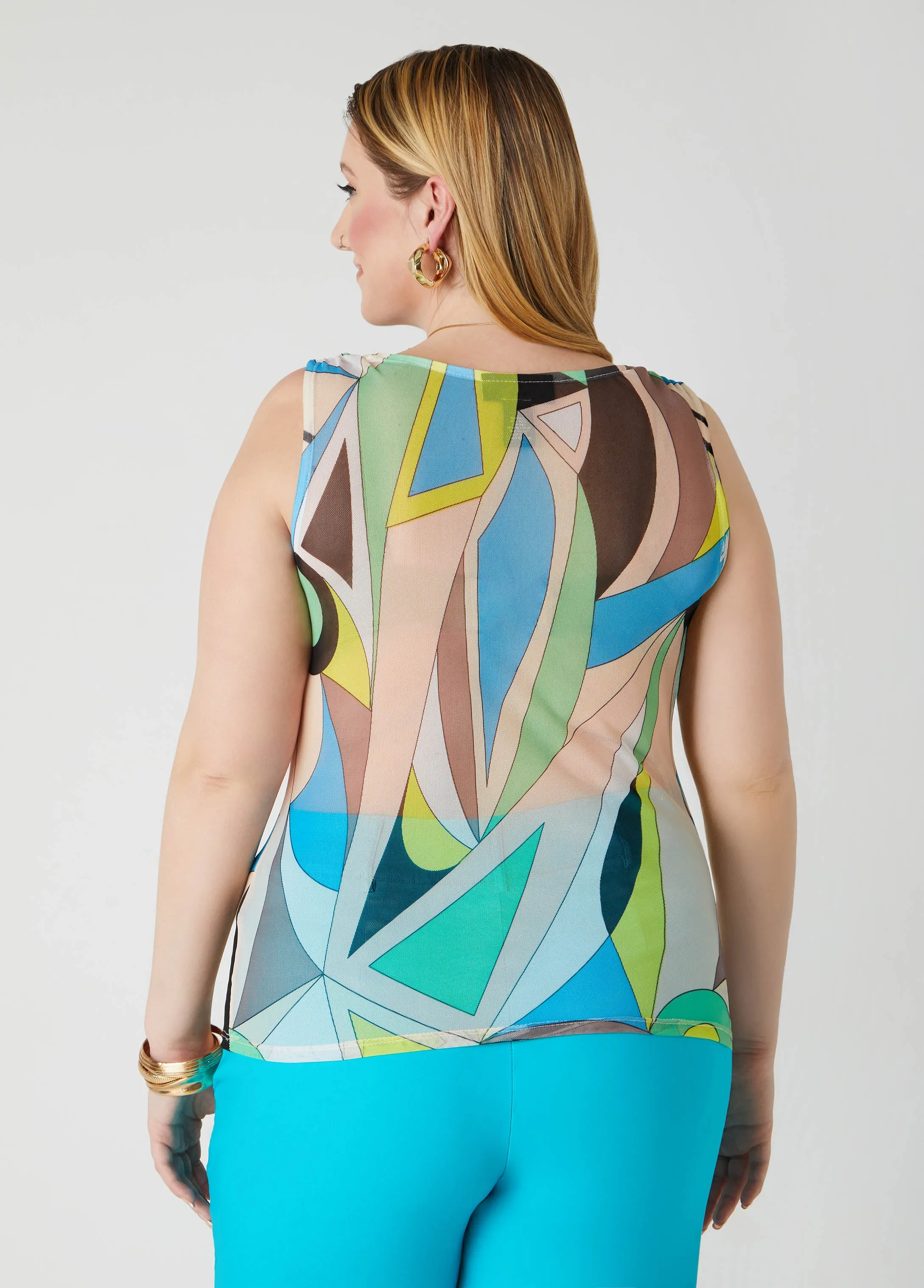 Cowl Neck Abstract Mesh Top sold by Ashley Stewart product image thumbnail 2