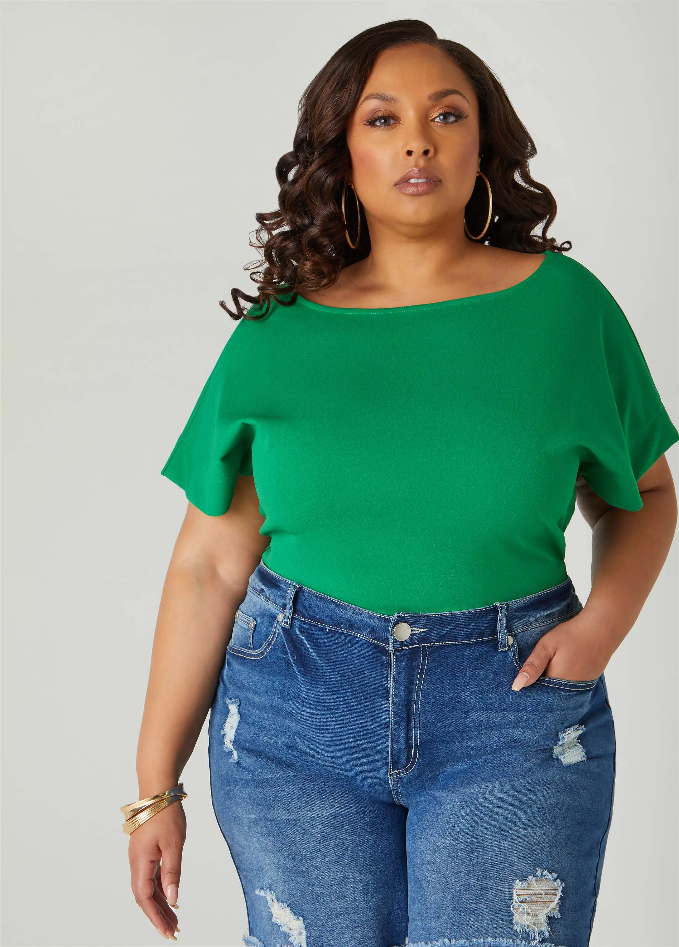 Ruched Crepe Top sold by Ashley Stewart
