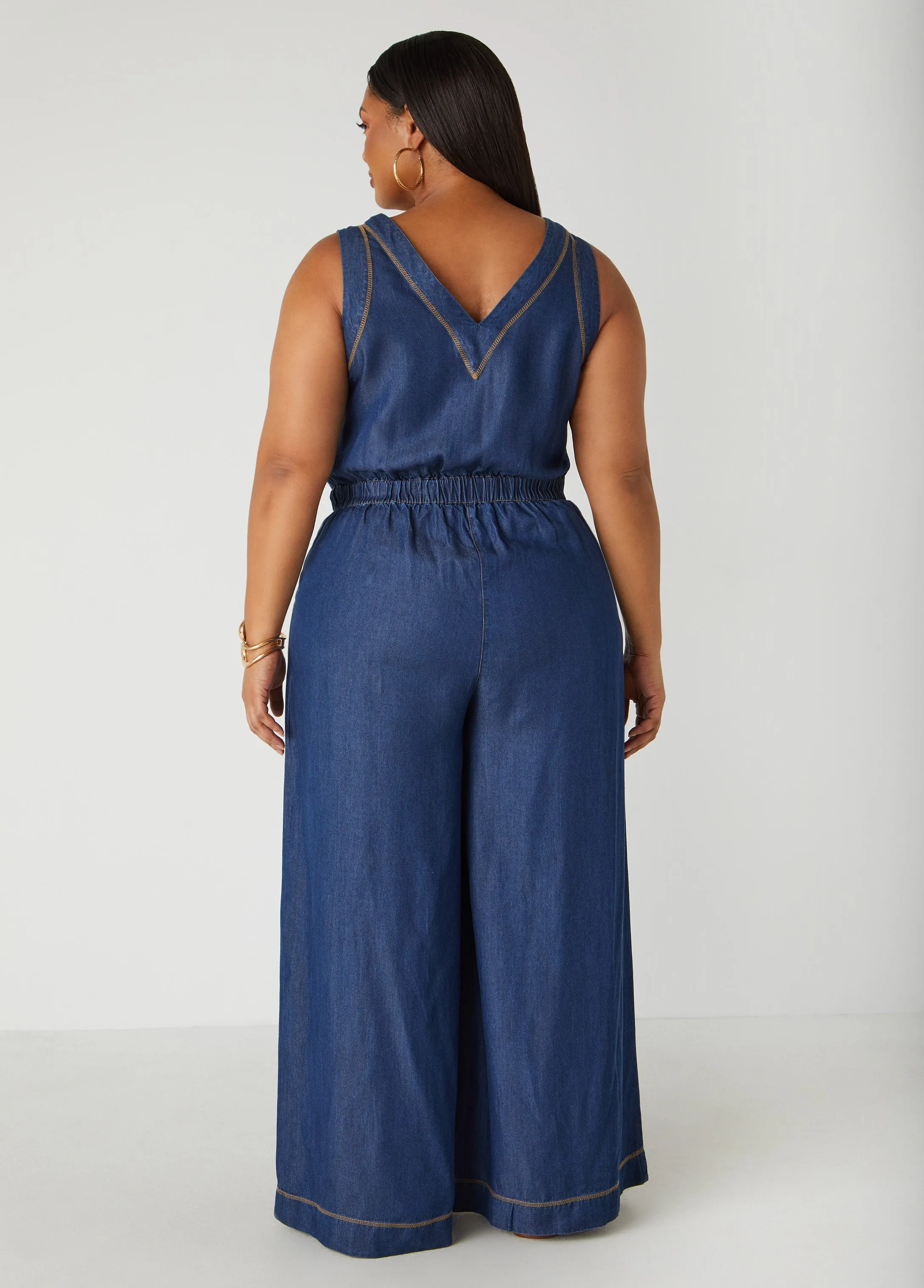 Wide Leg Chambray Jumpsuit sold by Ashley Stewart product image thumbnail 2