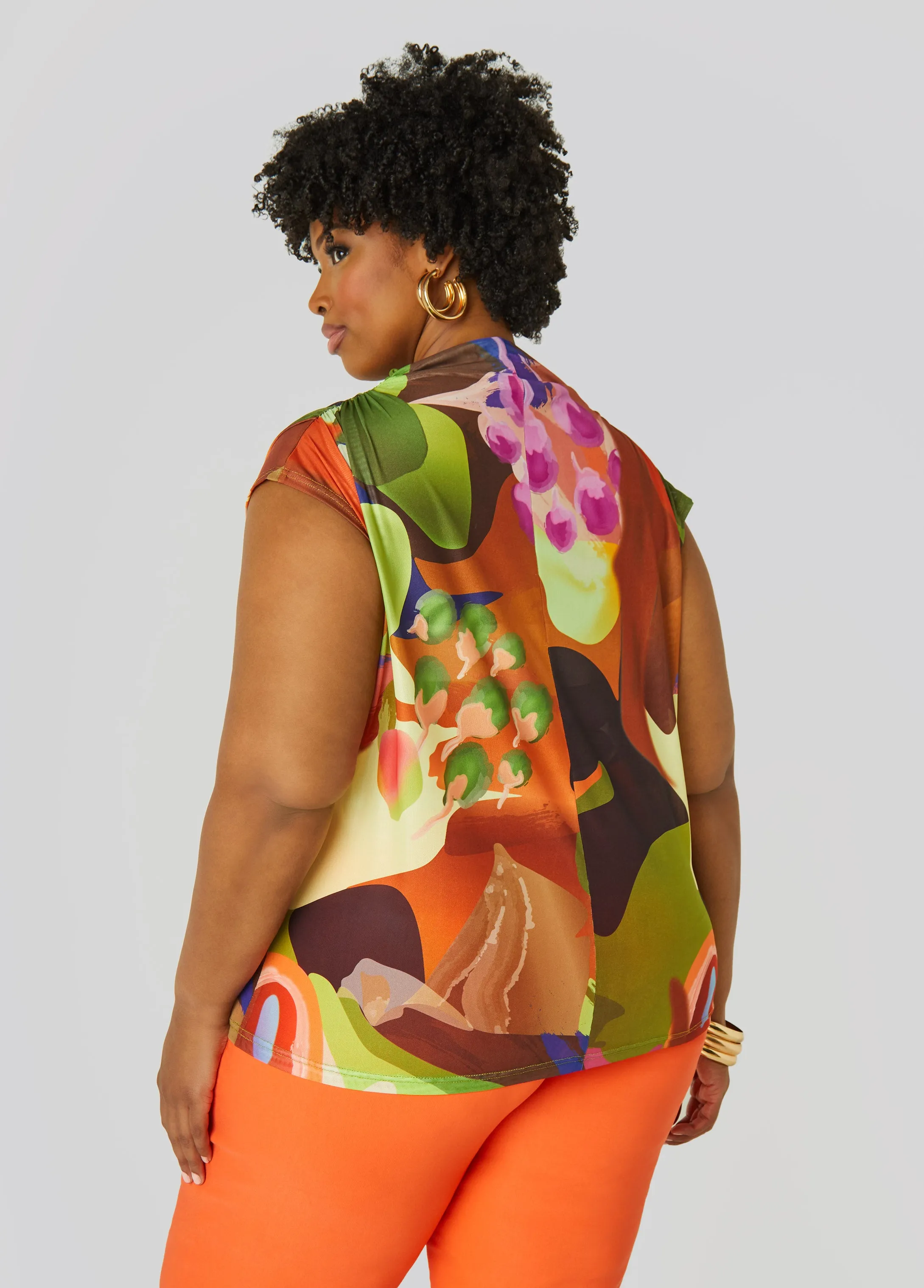 Abstract Print Mesh Top sold by Ashley Stewart product image thumbnail 2