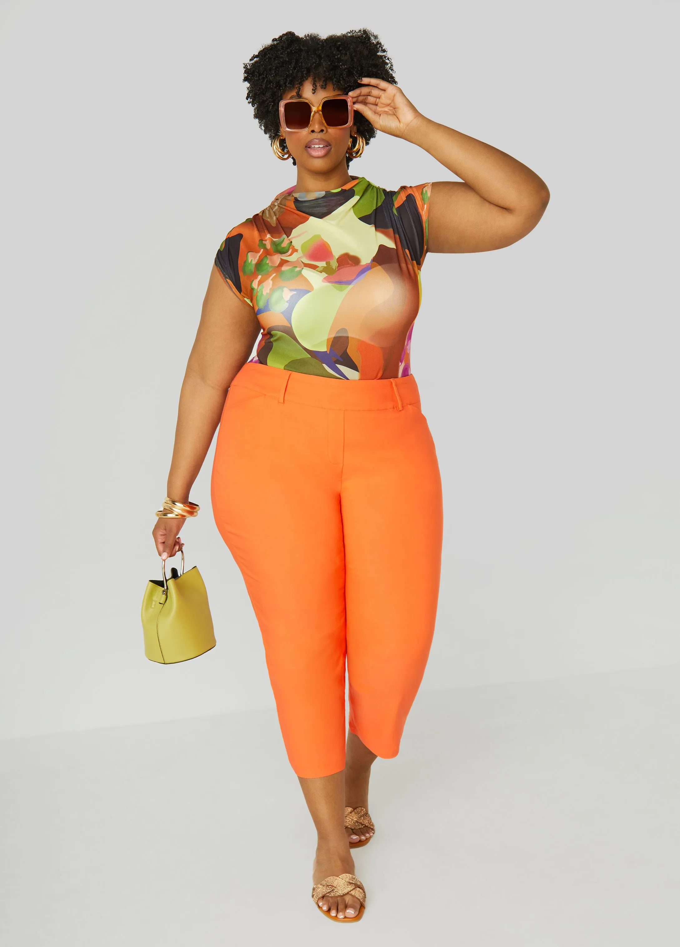 Abstract Print Mesh Top sold by Ashley Stewart product image thumbnail 3