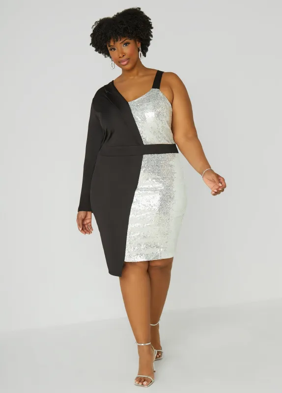 Asymmetric Sequined Blazer Dress sold by Ashley Stewart