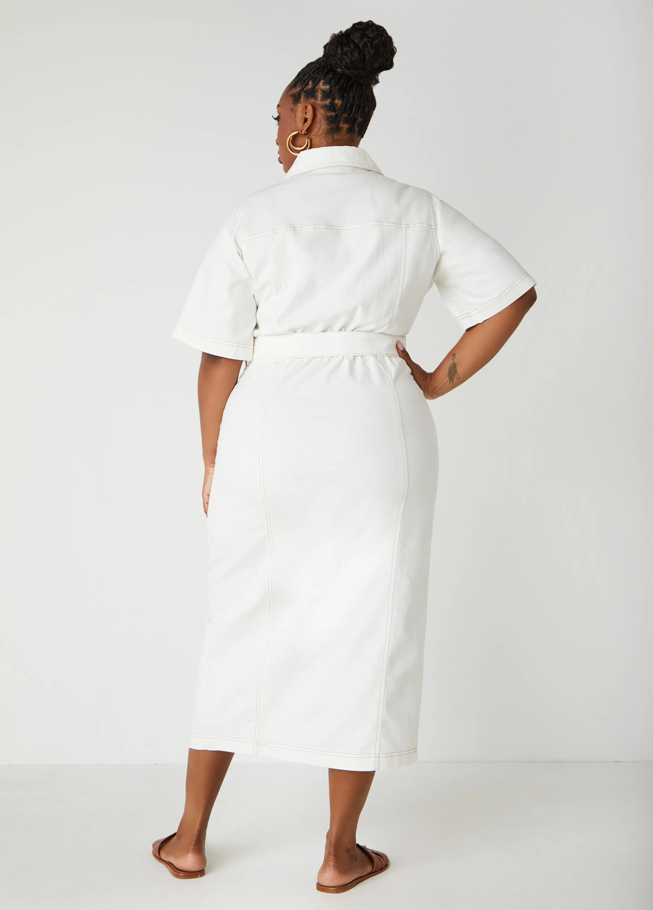 Belted Denim Maxi Dress sold by Ashley Stewart product image thumbnail 2