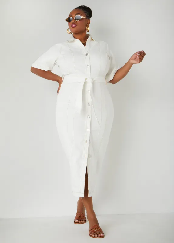 Belted Denim Maxi Dress made by Ashley Stewart