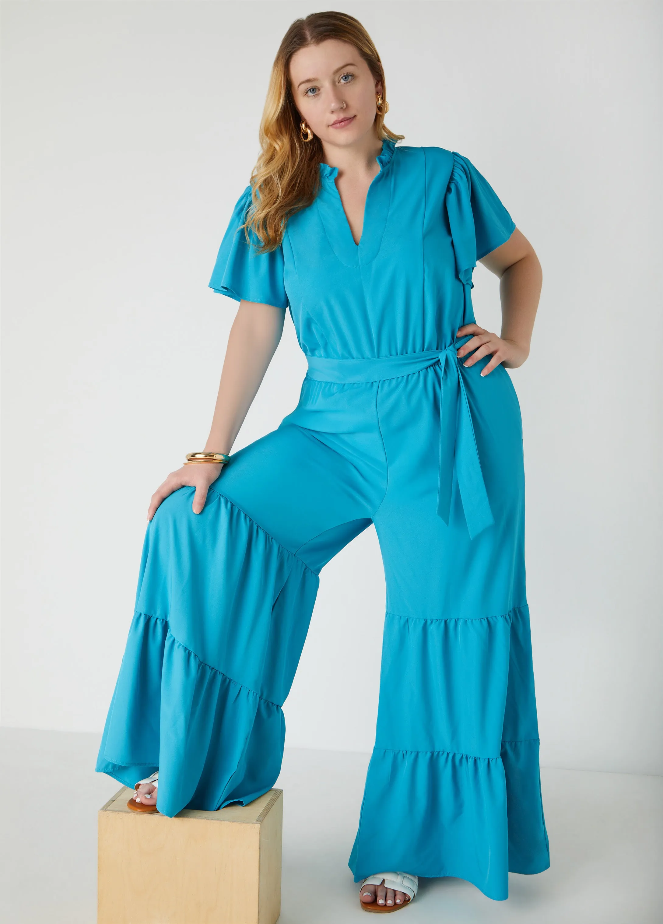 Ruffled Wide Leg Jumpsuit sold by Ashley Stewart product image thumbnail 3