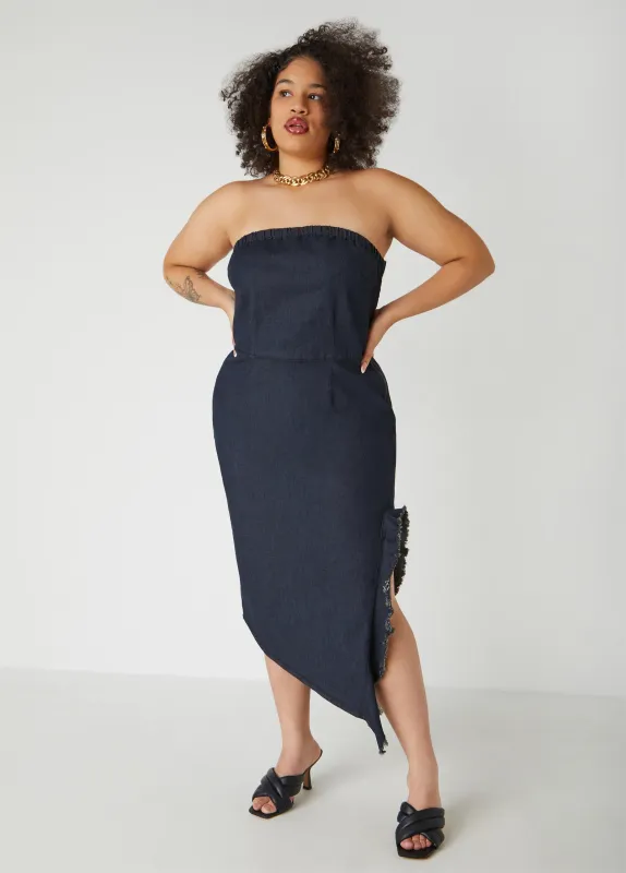 Strapless Denim Bodycon Dress sold by Ashley Stewart